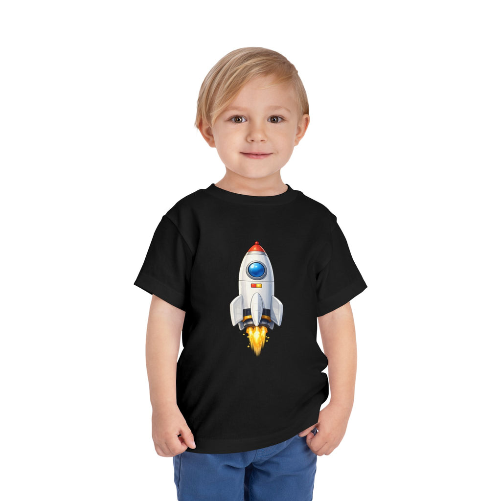 Toddler Rocket Tee — Cute Space Rocket Graphic Short Sleeve Shirt for Kids