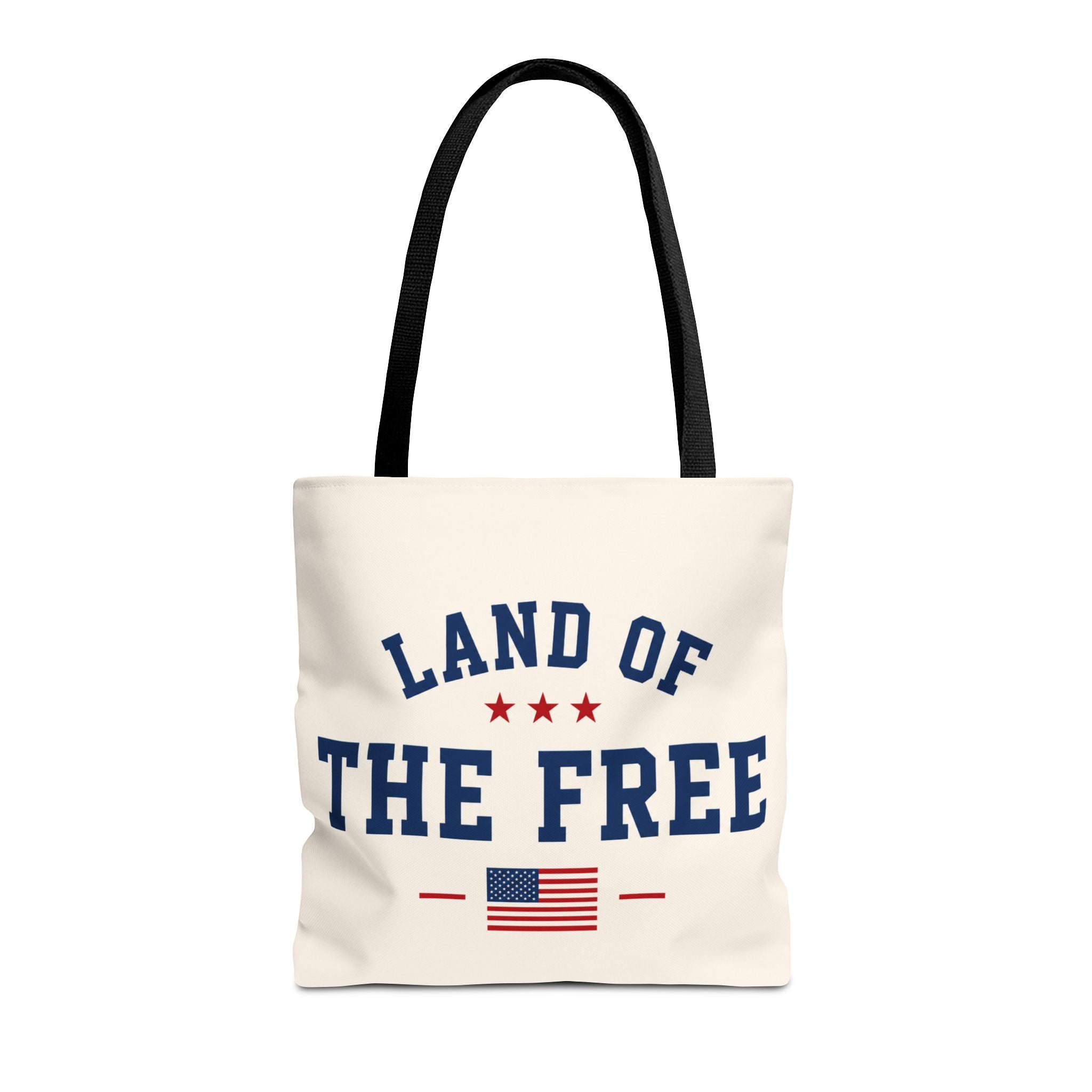 Land of the Free Canvas Tote Bag | Patriotic USA Tote | Reusable Cotton Shopping Bag | American Flag Gift | Everyday Beach Tote