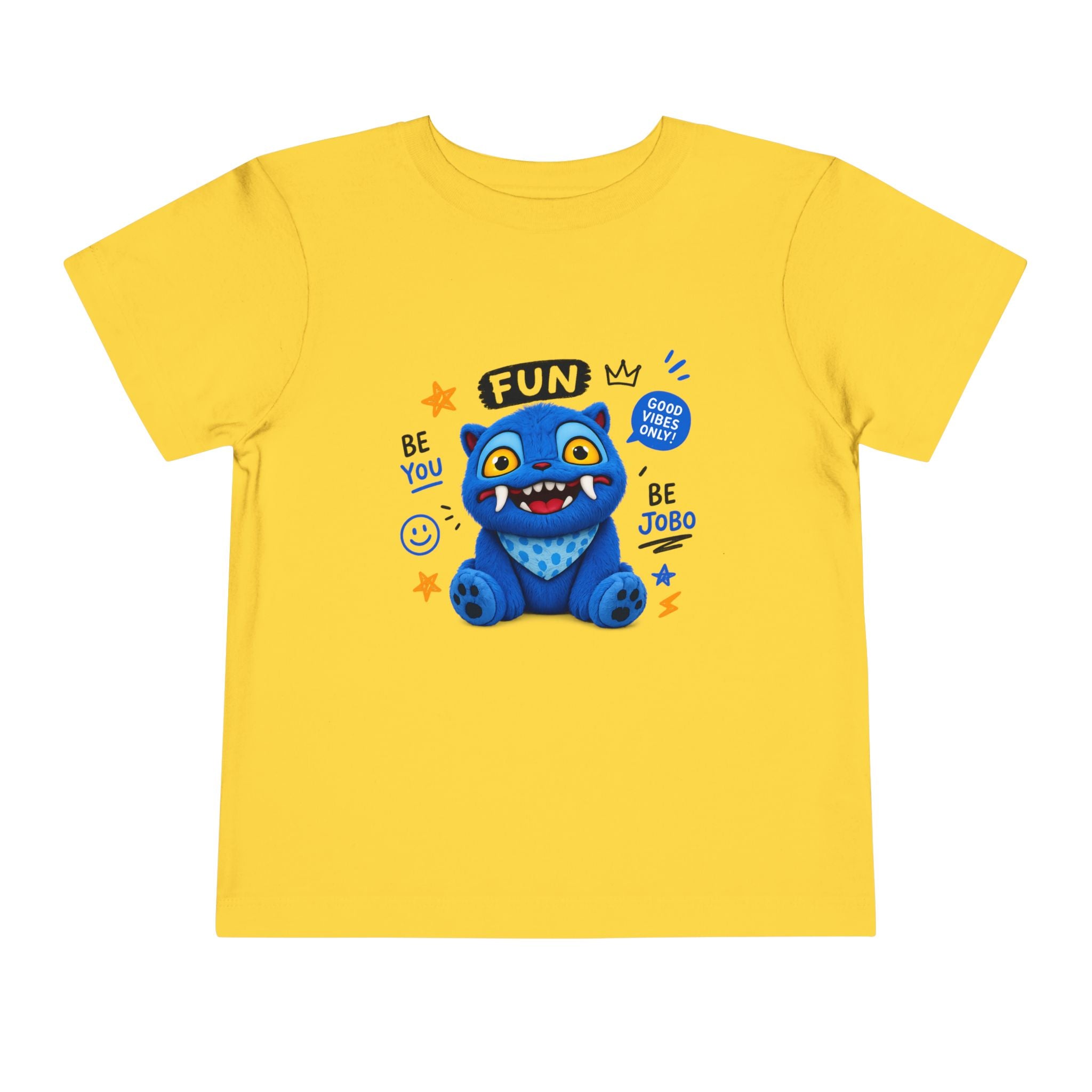 Fun Blue Monster Toddler Tee — "Be You Be Jobo" Graphic Shirt