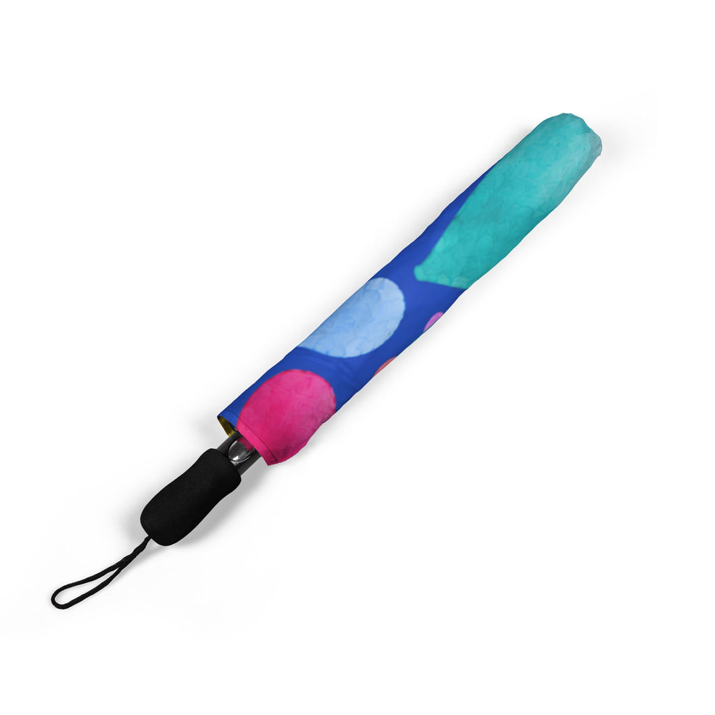Compact Foldable Umbrella — Colorful Heart Print Semi-Automatic Travel Umbrella