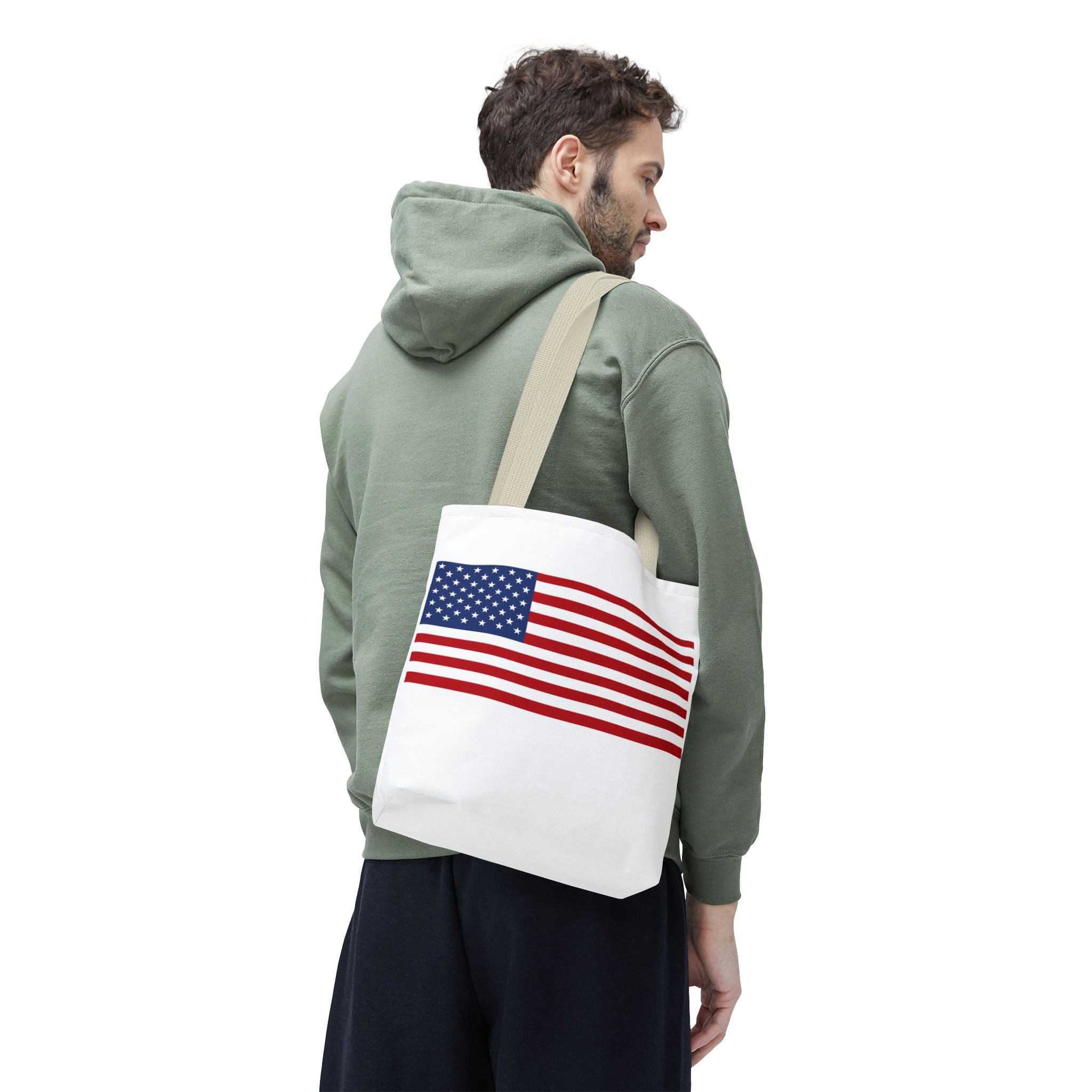 American Flag Canvas Tote | USA Patriotic Tote Bag | Reusable Grocery Bag | Beach & Travel Tote | Fourth of July Gift