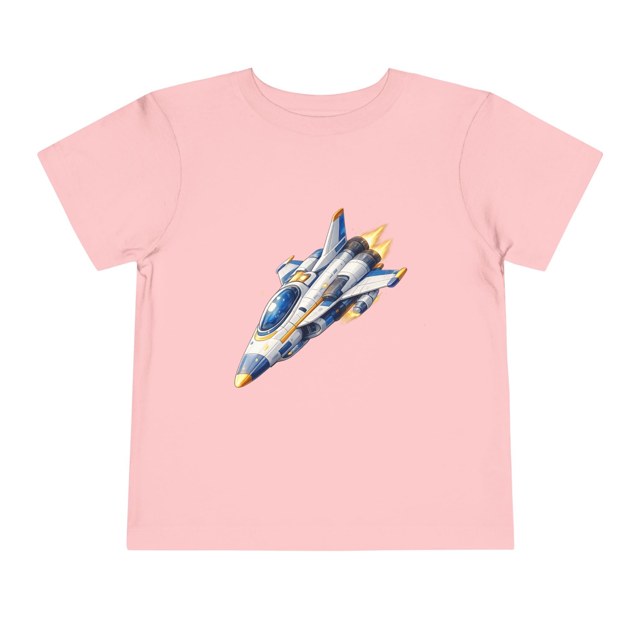 Toddler Tee — Blue & Yellow Spaceship Rocket Graphic