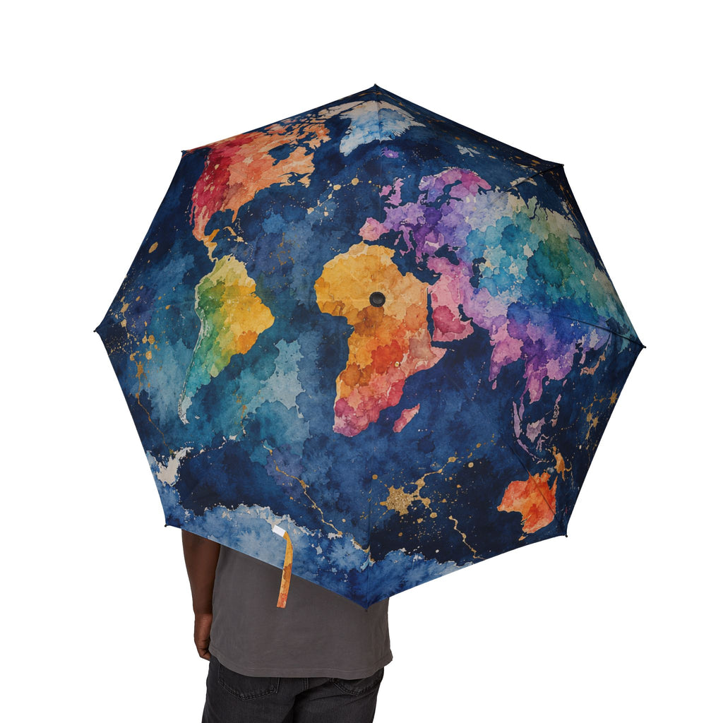 Galaxy Watercolor Foldable Umbrella — Semi-Automatic Compact Travel Umbrella