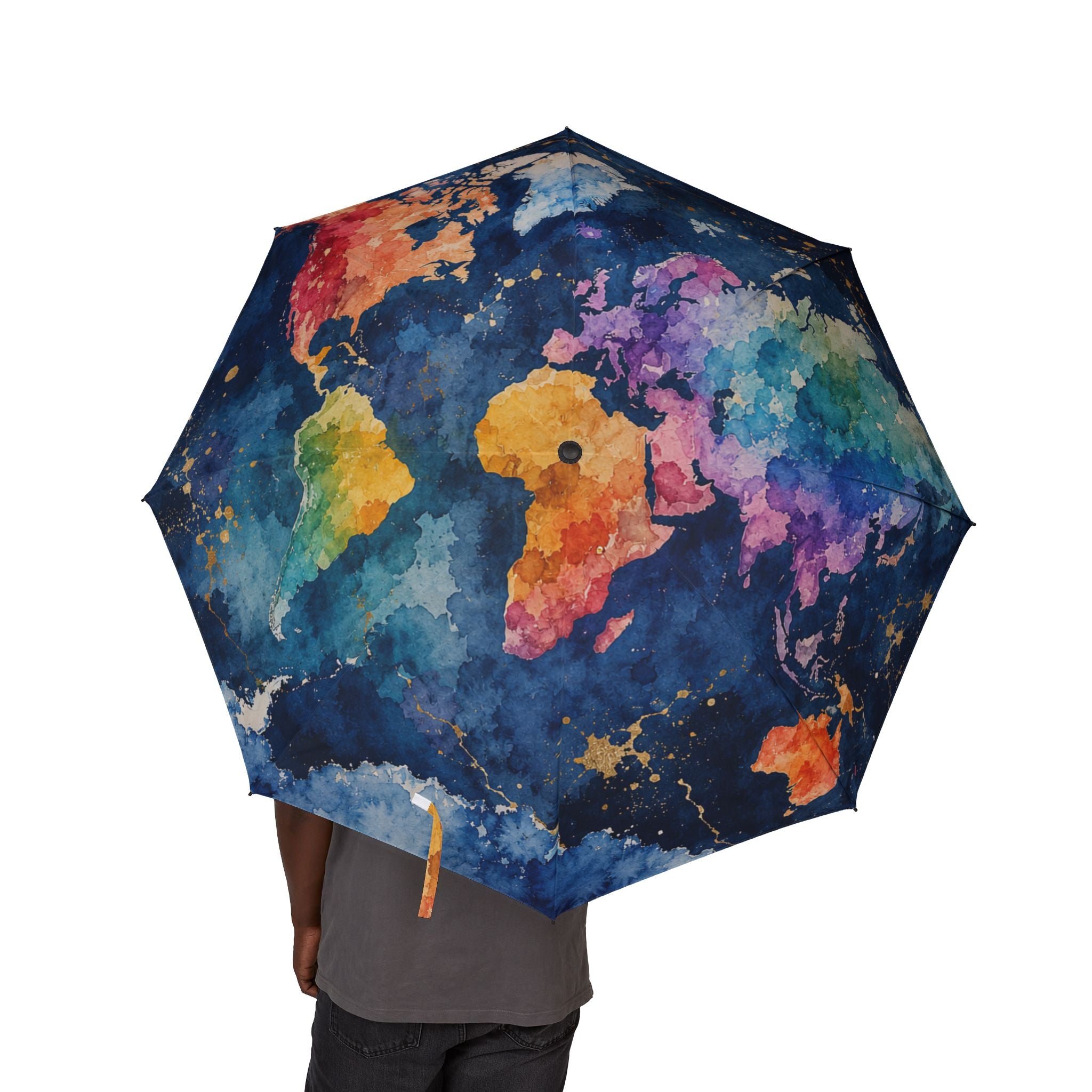 Galaxy Watercolor Foldable Umbrella — Semi-Automatic Compact Travel Umbrella