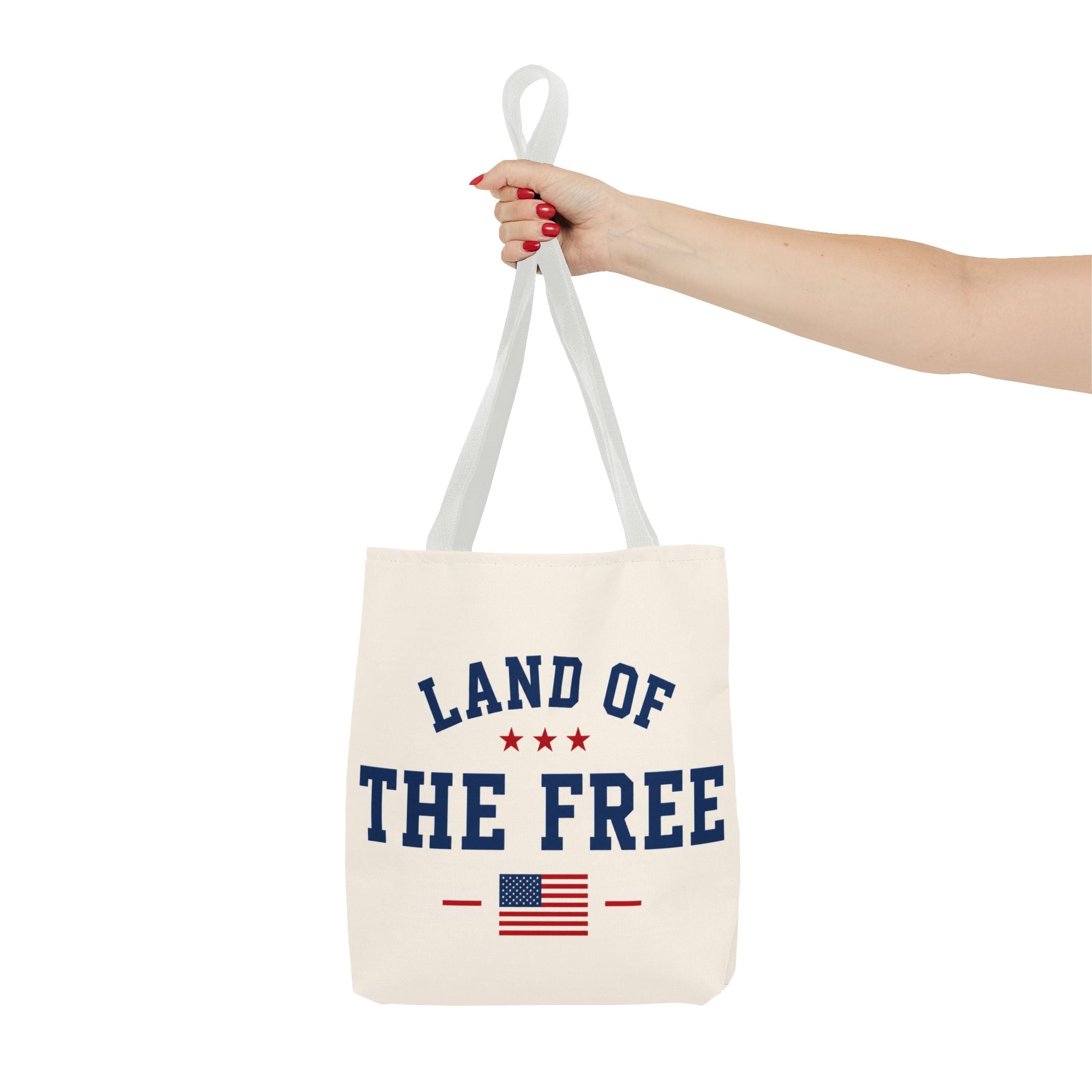 Land of the Free Canvas Tote Bag | Patriotic USA Tote | Reusable Cotton Shopping Bag | American Flag Gift | Everyday Beach Tote