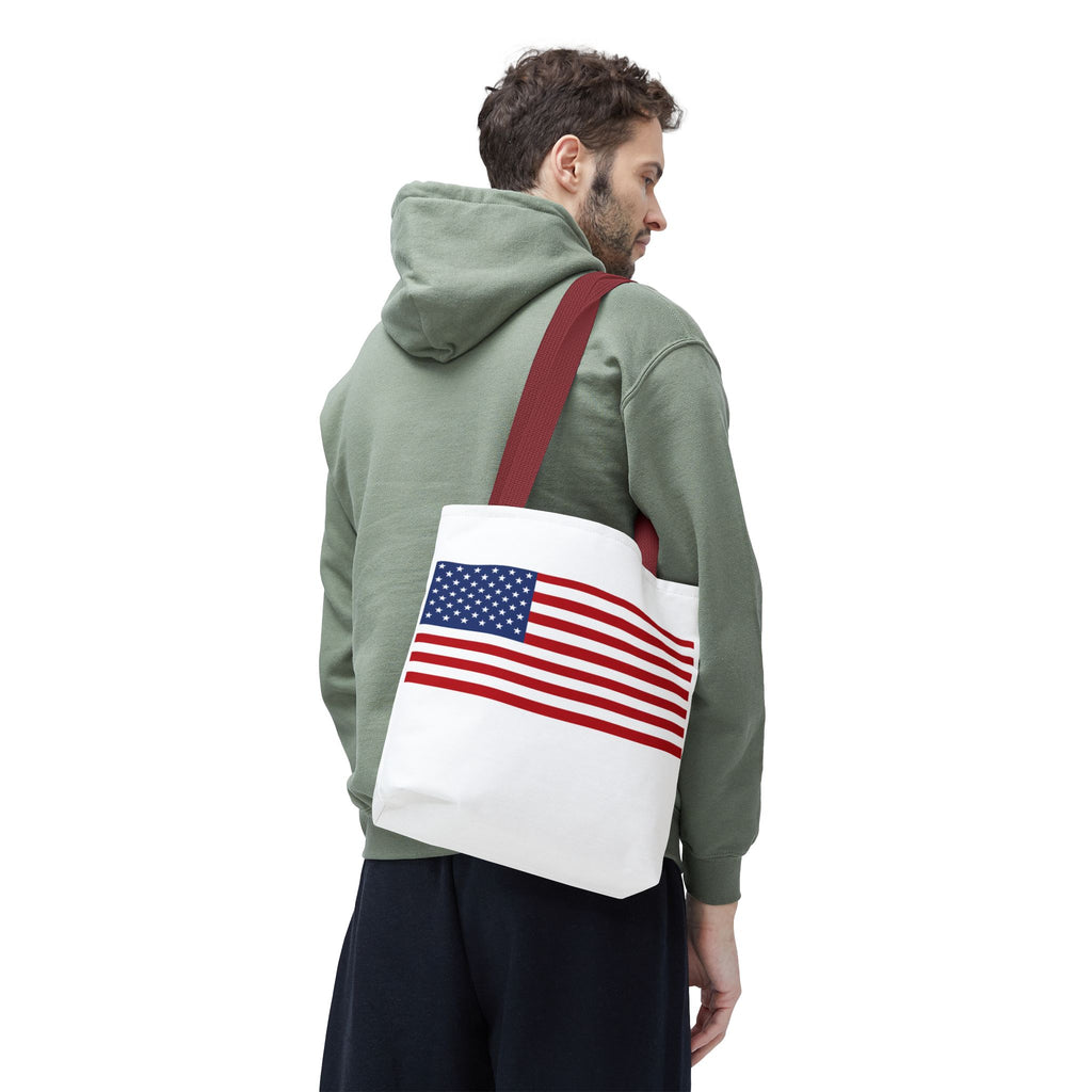 American Flag Canvas Tote | USA Patriotic Tote Bag | Reusable Grocery Bag | Beach & Travel Tote | Fourth of July Gift