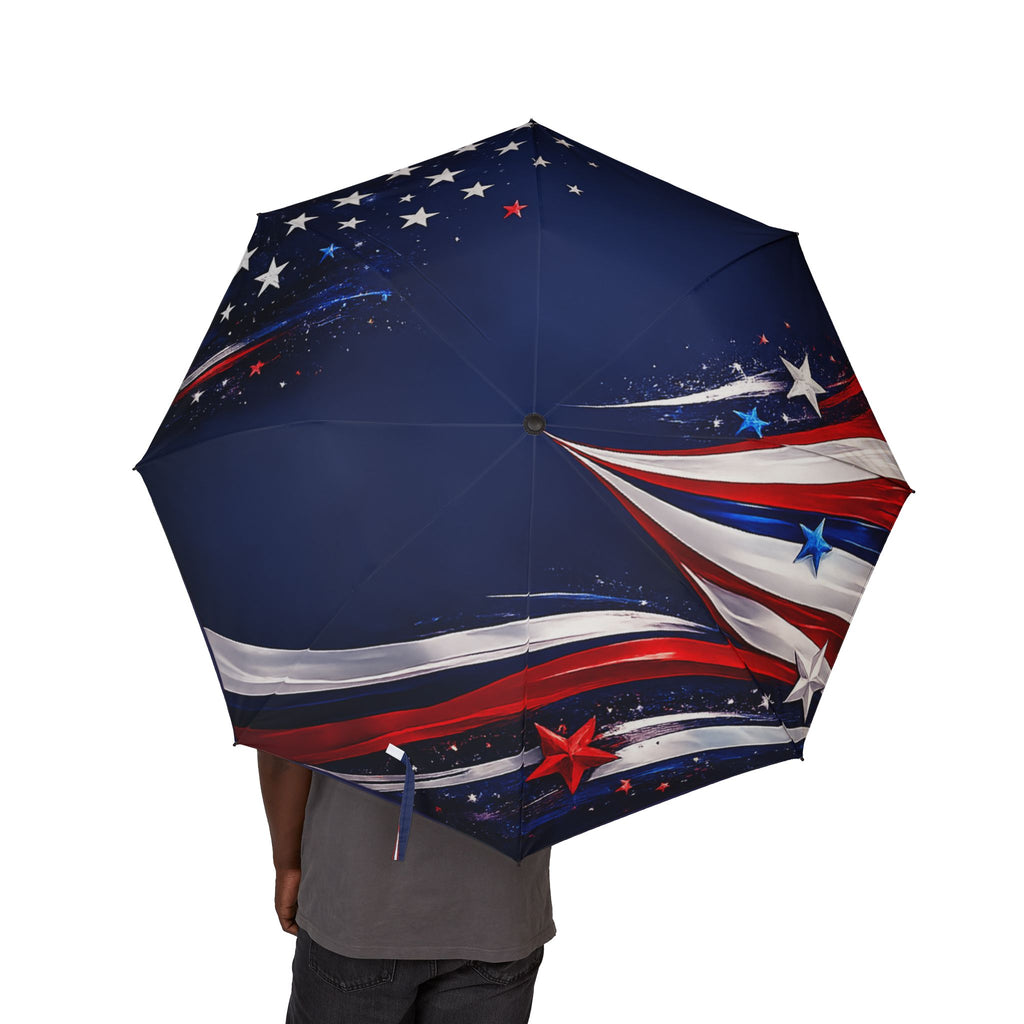 American Flag Foldable Umbrella — Patriotic Semi-Automatic Compact Umbrella