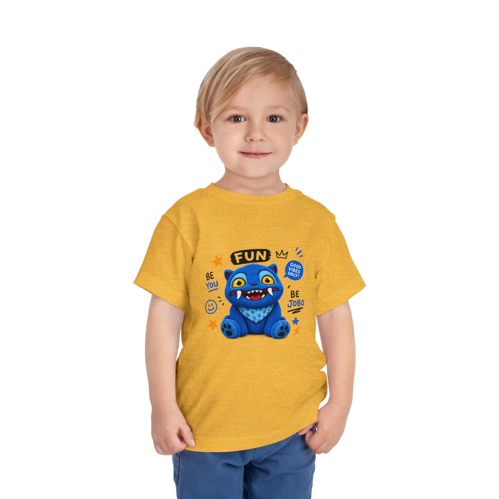 Fun Blue Monster Toddler Tee — "Be You Be Jobo" Graphic Shirt