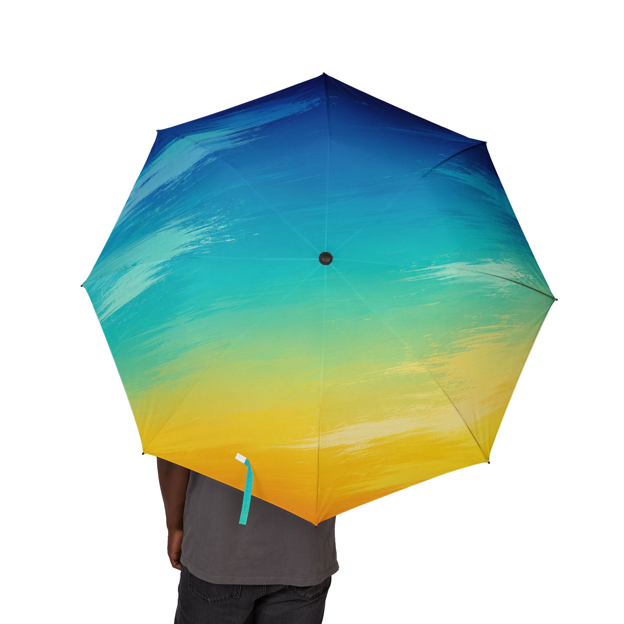 Gradient Ocean Compact Umbrella — Semi-Automatic Foldable Travel Umbrella