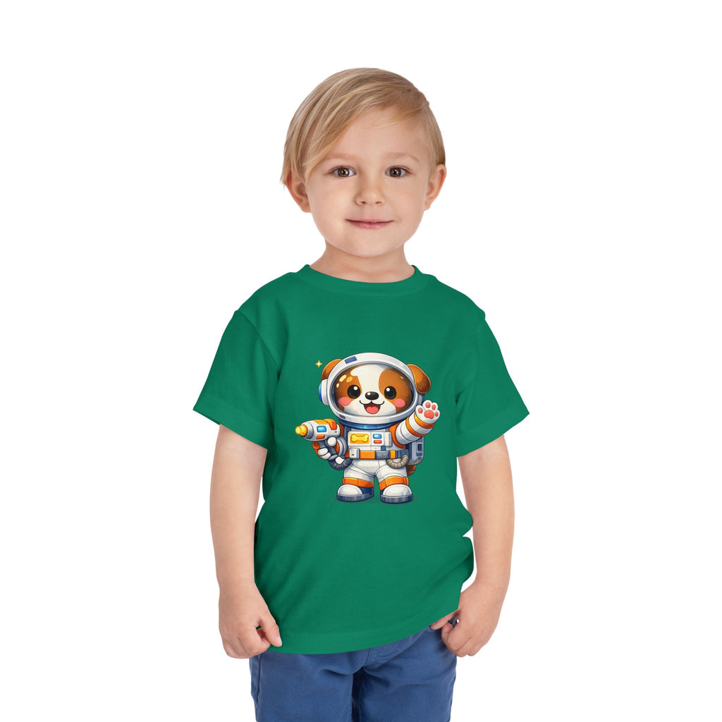 Toddler Astronaut Puppy Tee — Cute Space Dog Short Sleeve Shirt