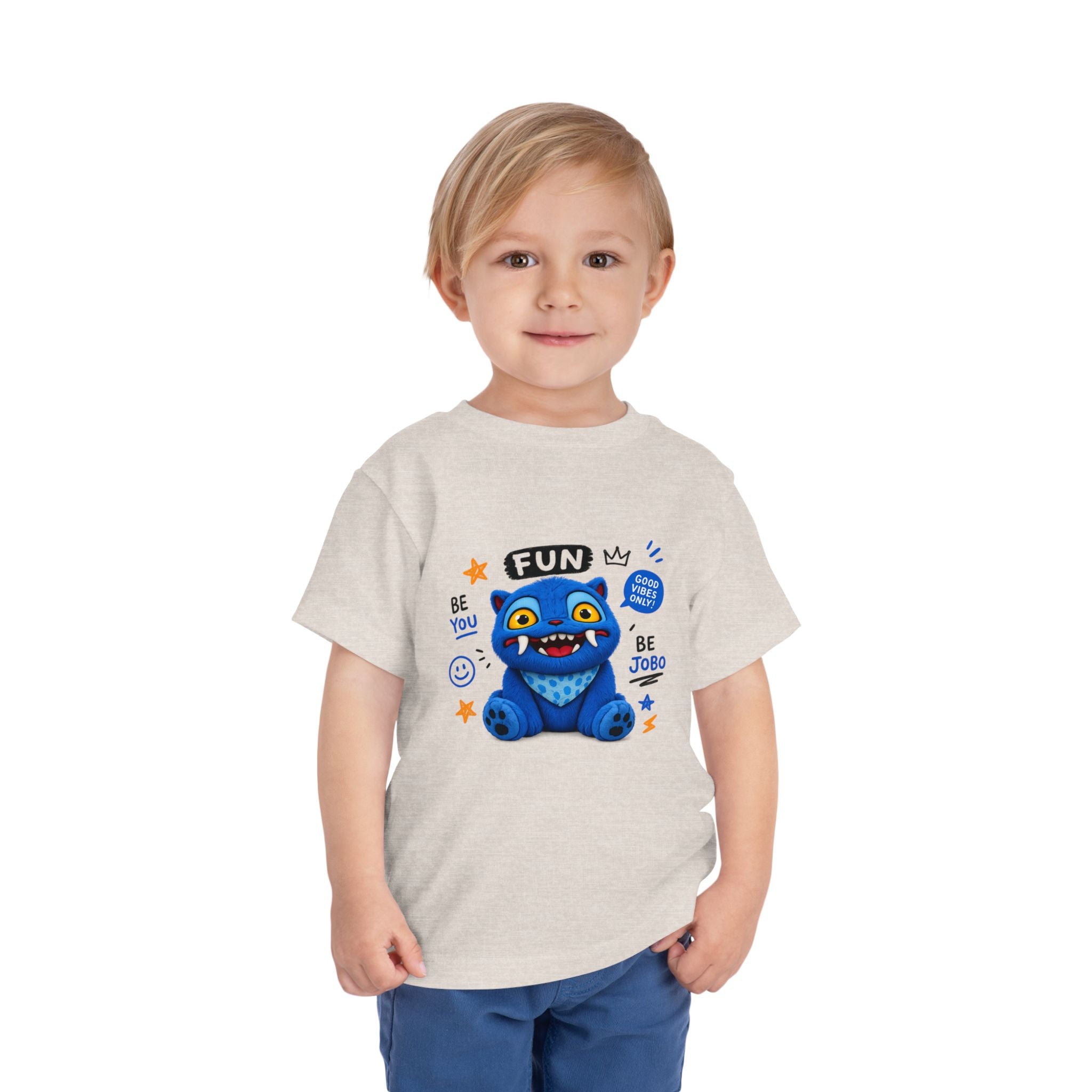 Fun Blue Monster Toddler Tee — "Be You Be Jobo" Graphic Shirt