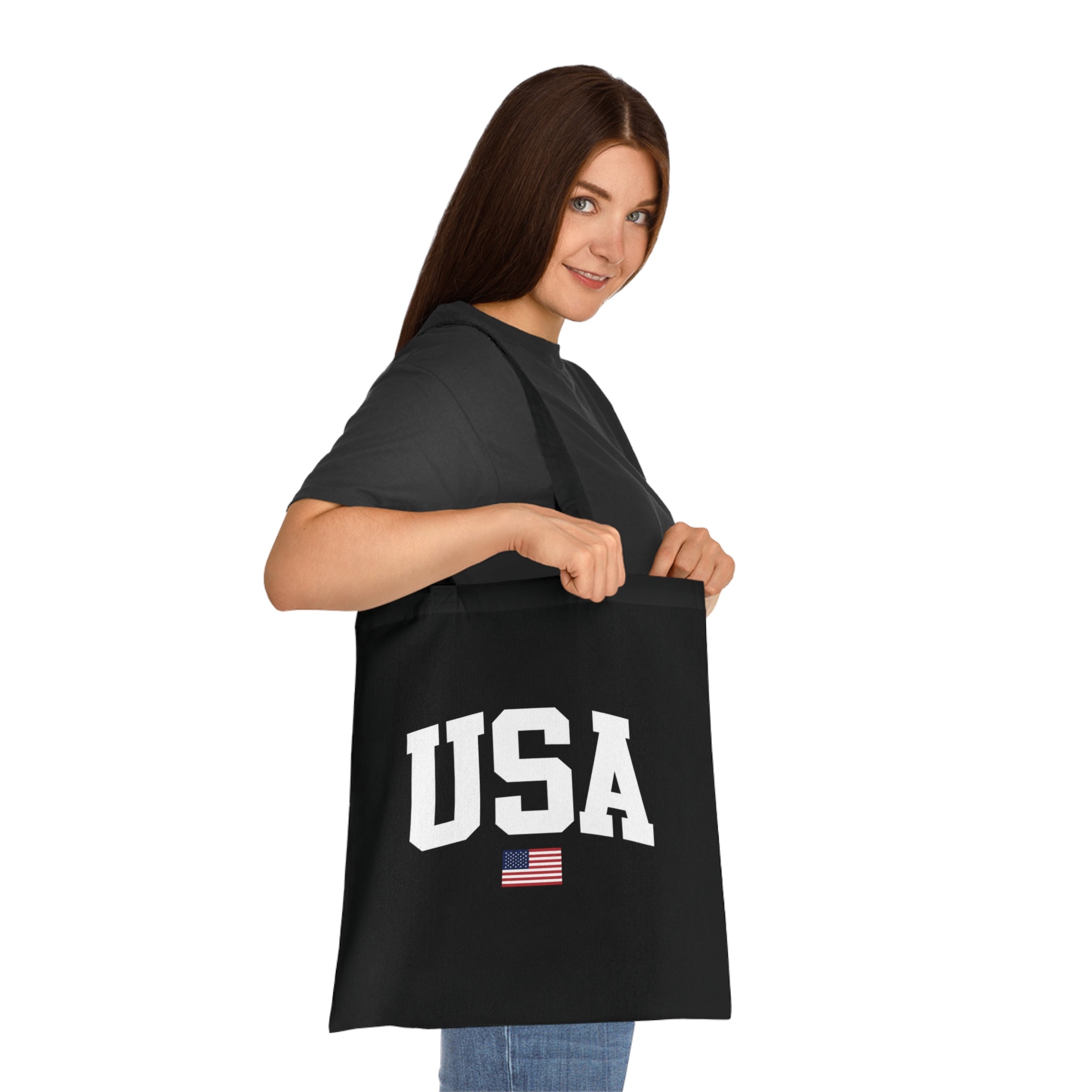 USA Cotton Tote Bag – Patriotic American Flag Grocery & Beach Tote