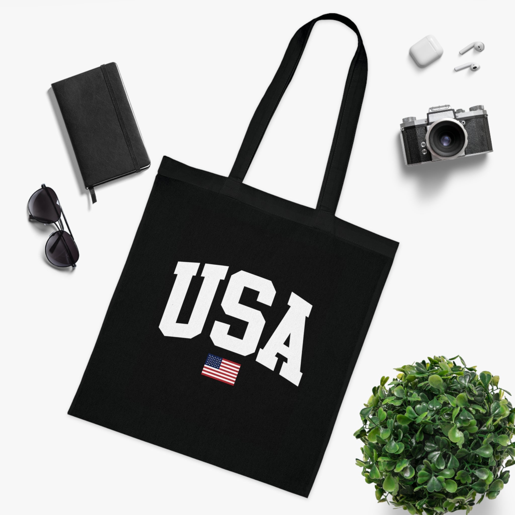 USA Cotton Tote Bag – Patriotic American Flag Grocery & Beach Tote