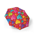 Foldable Umbrella — Colorful Heart Pattern Semi-Automatic Compact Umbrella for Rainy Days, Travel & Gifts