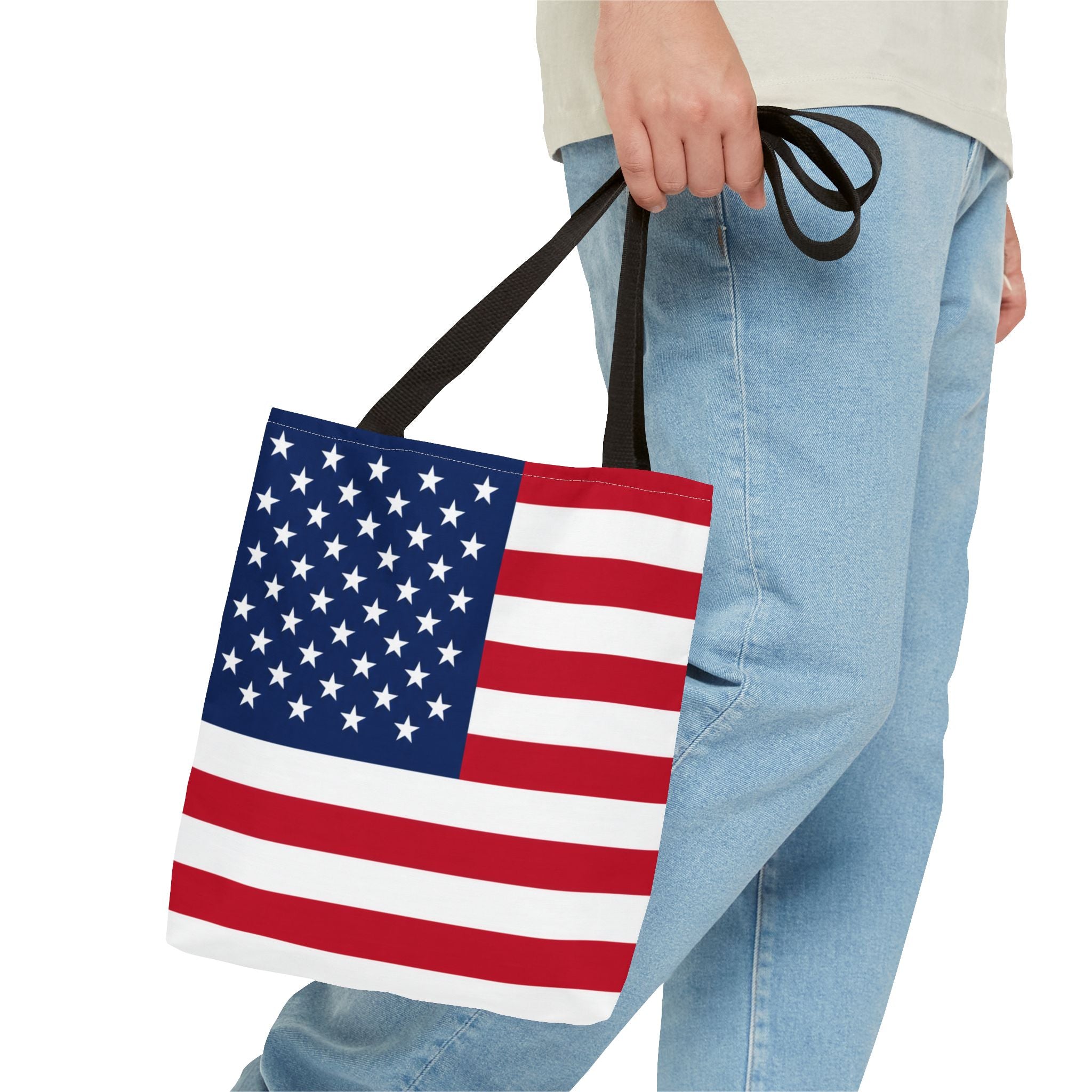 Stars & Stripes Canvas Tote Bag | American Flag Tote | Patriotic Cotton Shopping Bag | Reusable Beach Tote | USA Gift