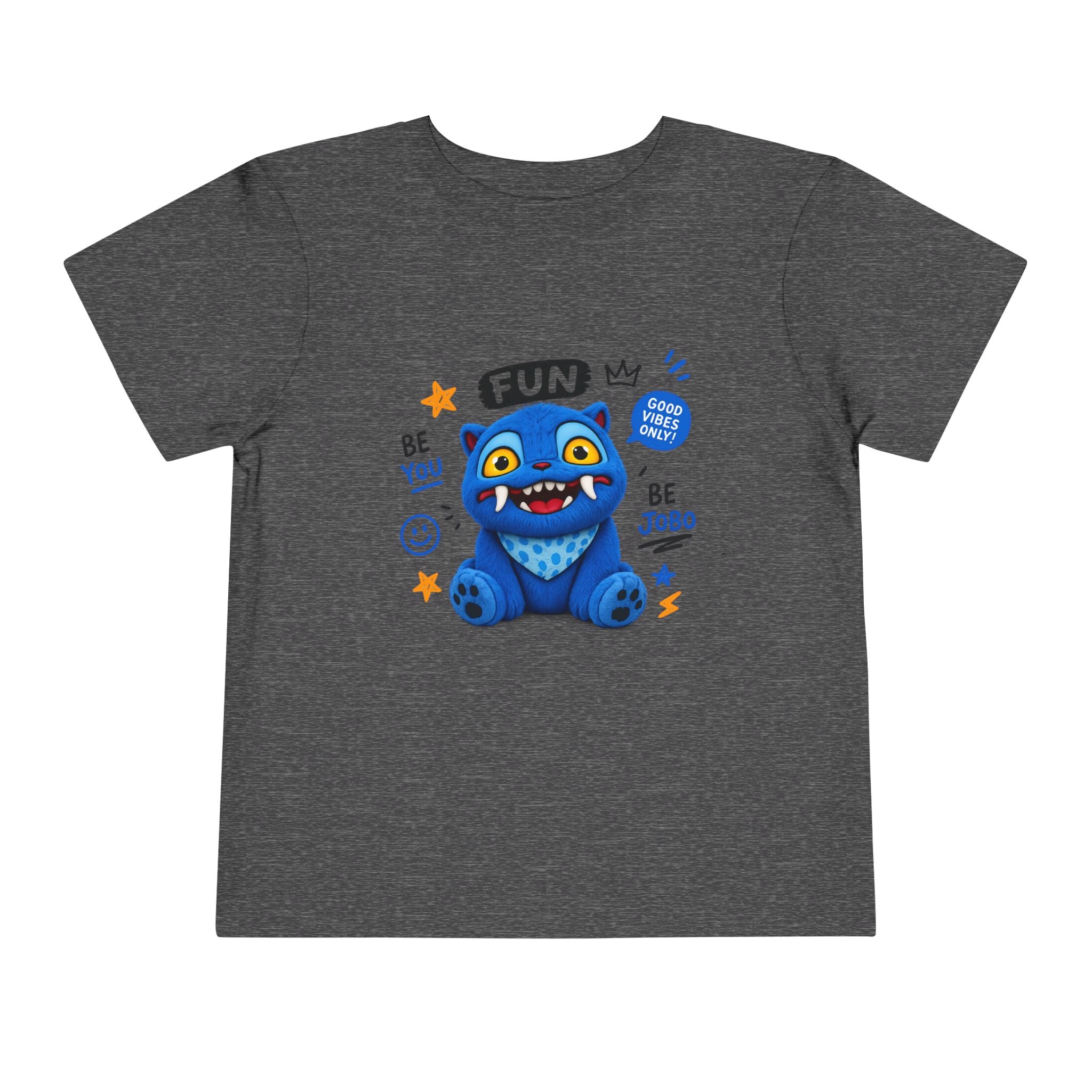 Fun Blue Monster Toddler Tee — "Be You Be Jobo" Graphic Shirt