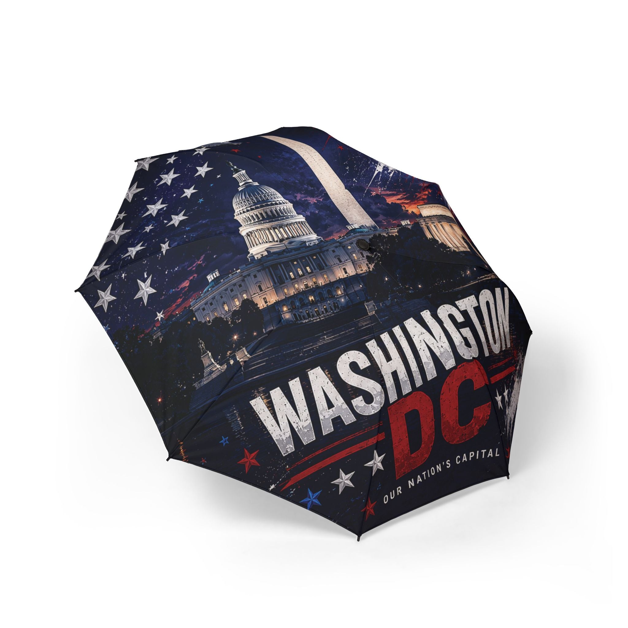 Washington DC Foldable Umbrella – Capitol & Stars Compact Travel Umbrella