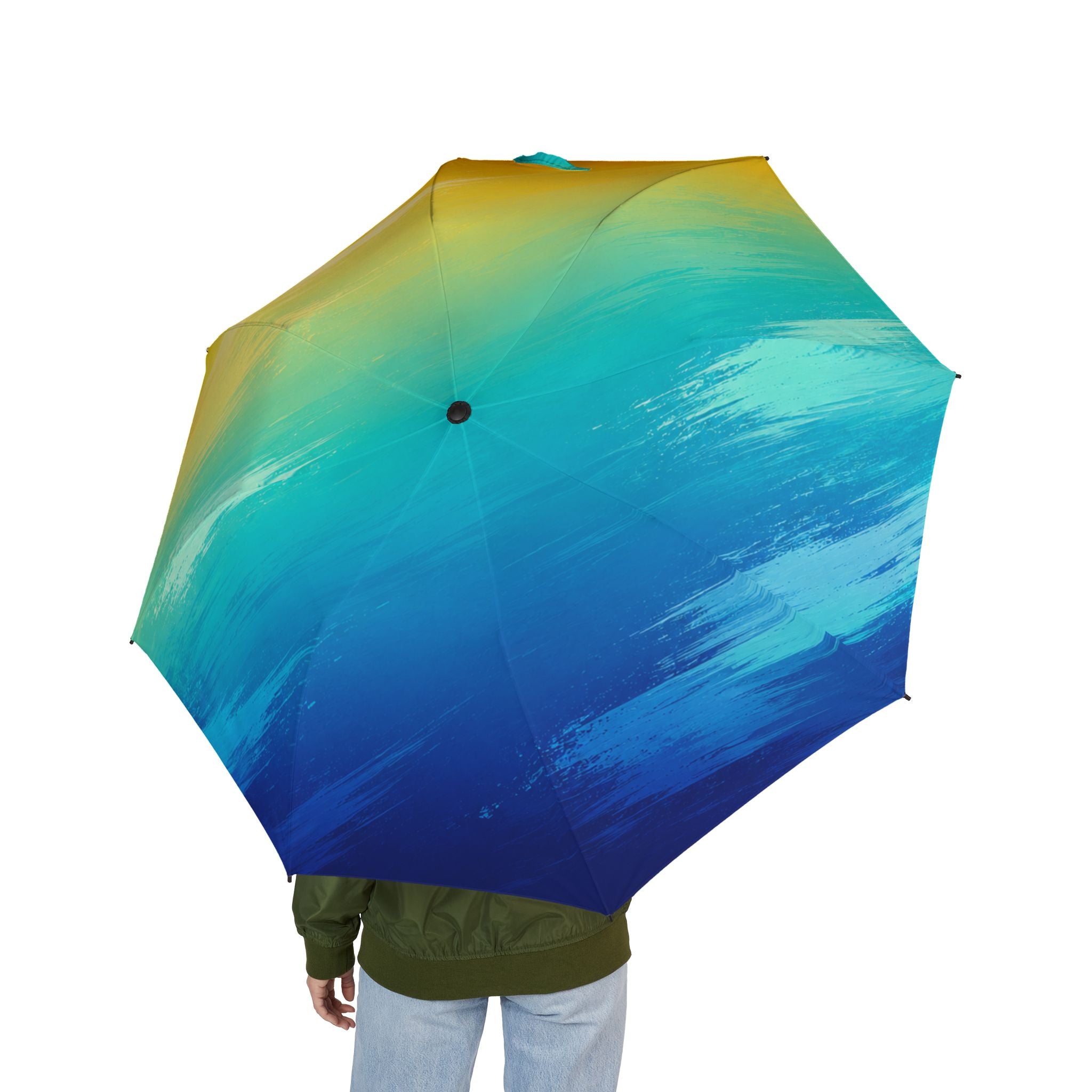 Gradient Ocean Compact Umbrella — Semi-Automatic Foldable Travel Umbrella