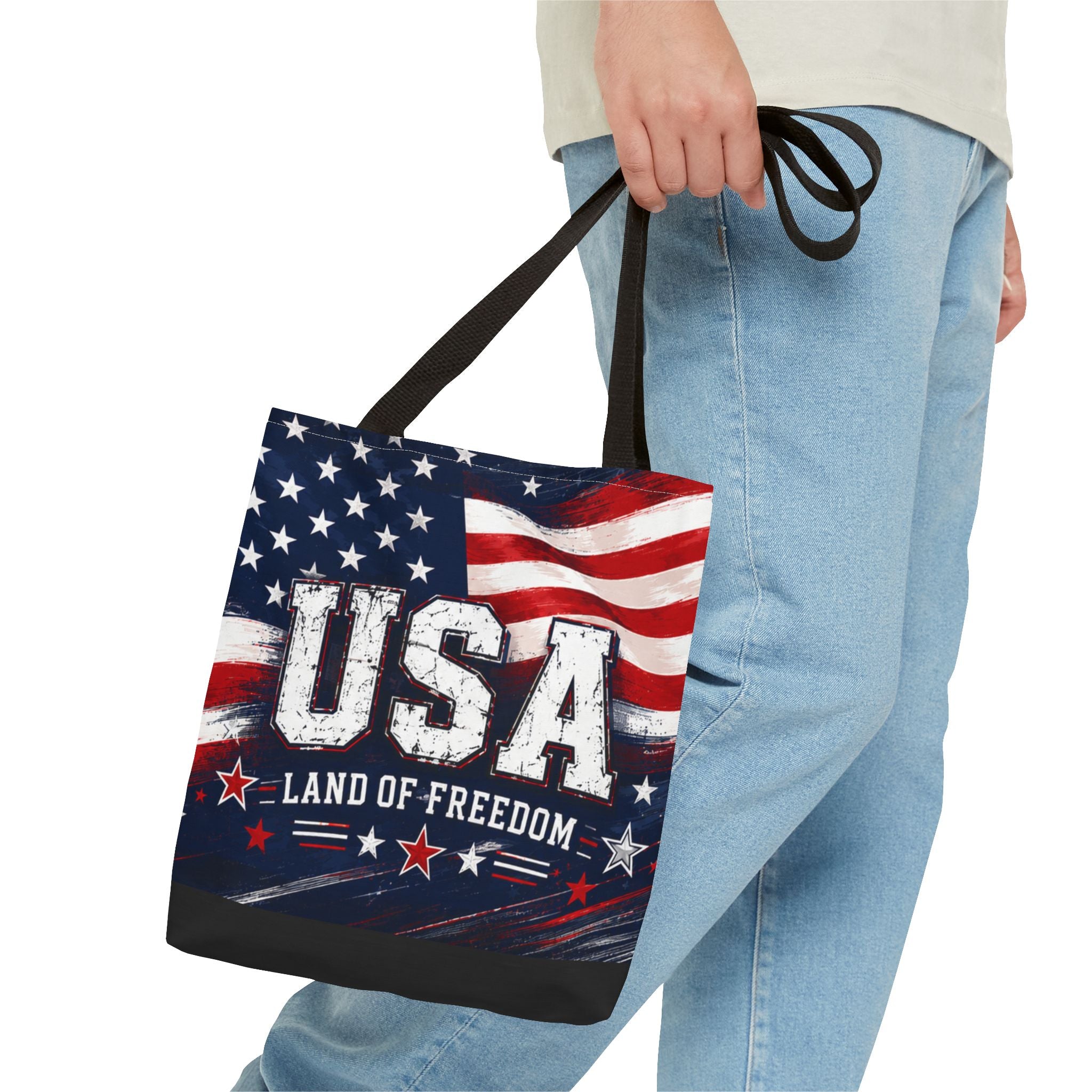 Land of the Free Canvas Tote Bag | Patriotic USA Tote | American Flag Gift