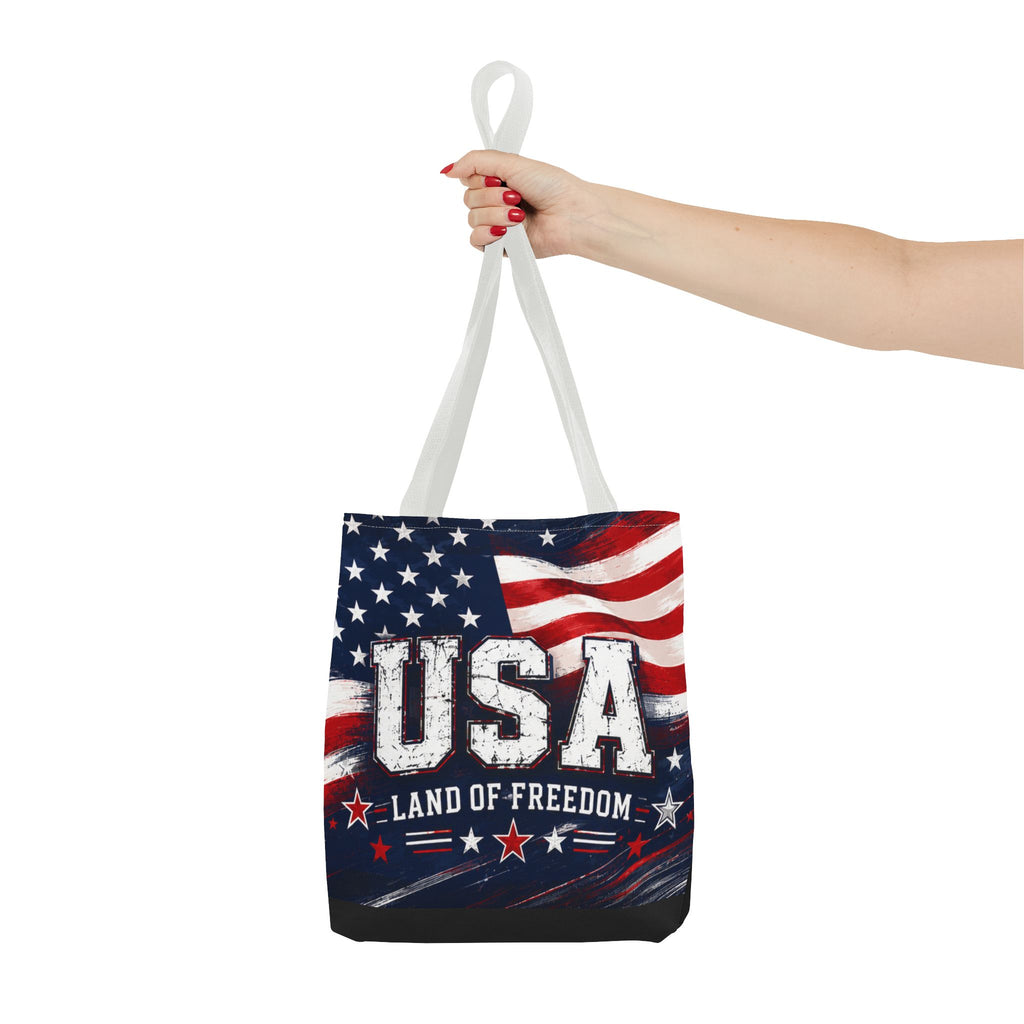 Land of the Free Canvas Tote Bag | Patriotic USA Tote | American Flag Gift