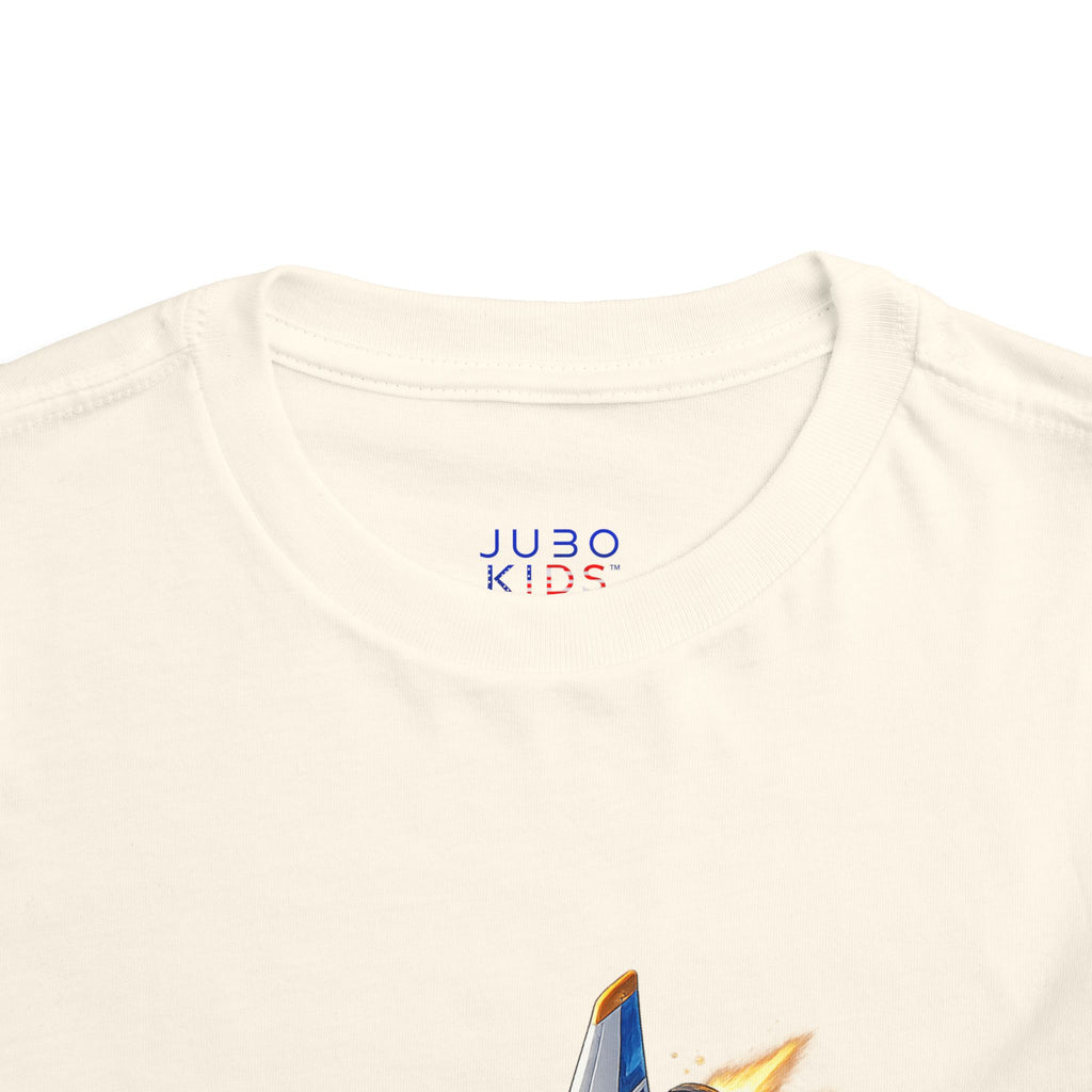 Toddler Tee — Blue & Yellow Spaceship Rocket Graphic