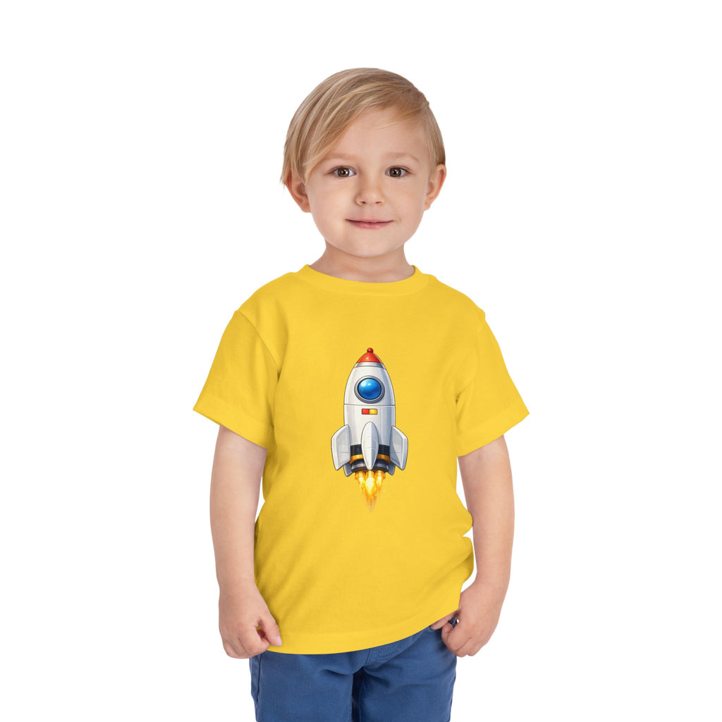 Toddler Rocket Tee — Cute Space Rocket Graphic Short Sleeve Shirt for Kids