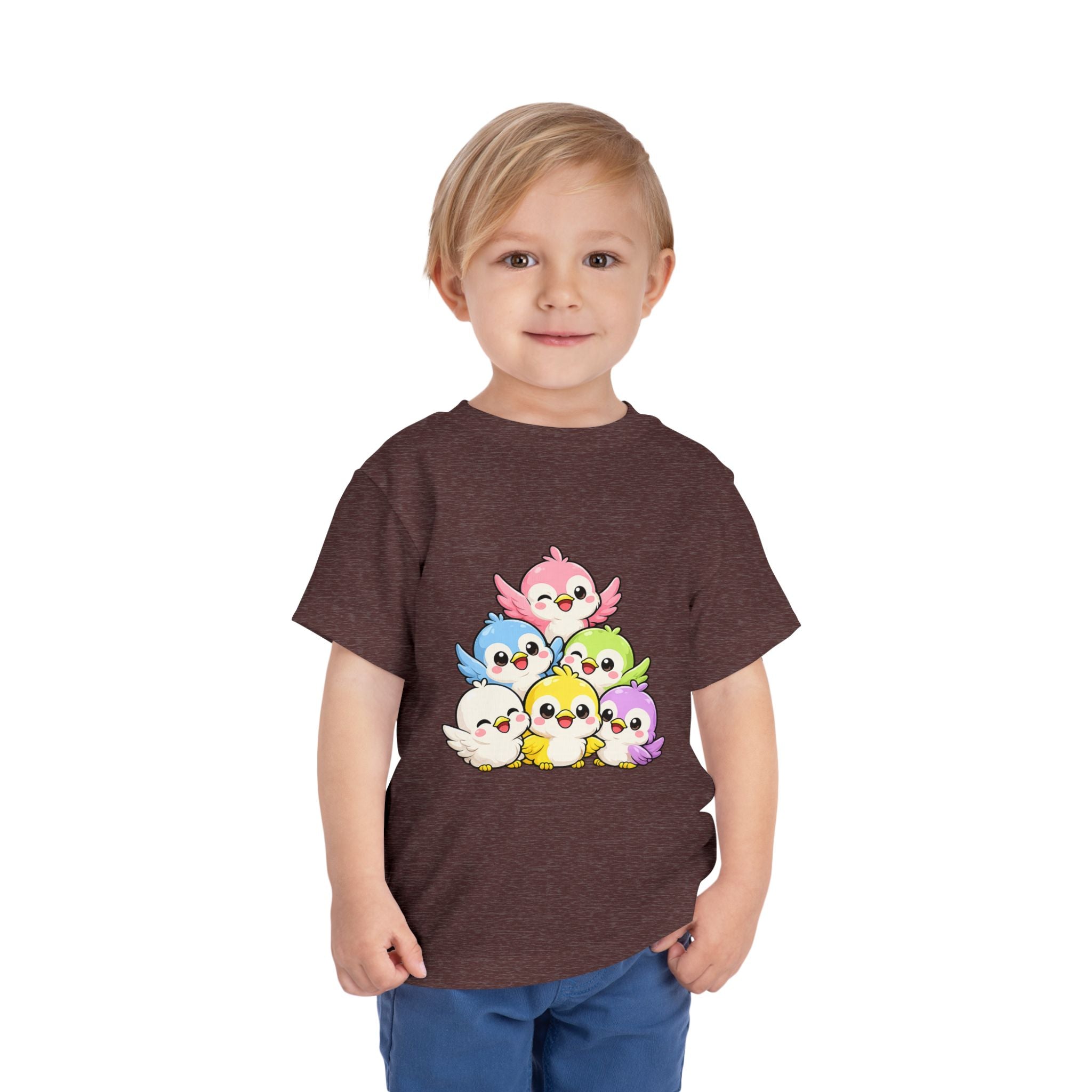 Toddler Tee — Cute Rainbow Baby Birds Graphic Shirt