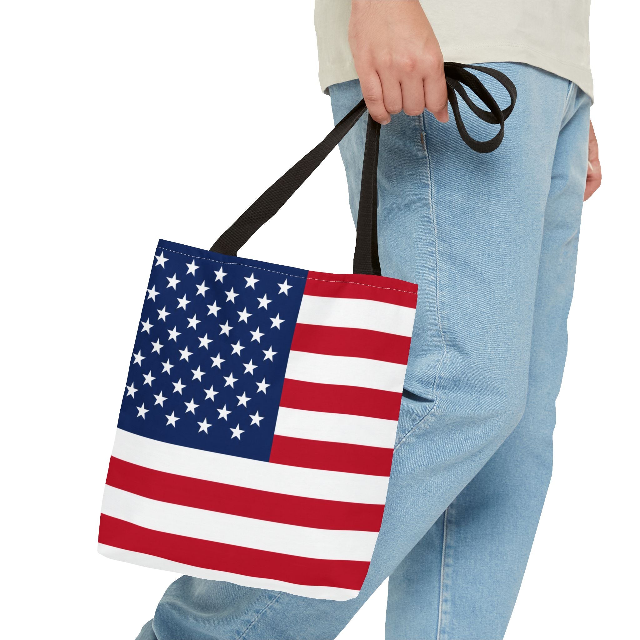 American Flag Tote Bag — Patriotic Stars & Stripes All-Over Print