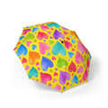 Foldable Umbrella — Colorful Watercolor Hearts Rain Umbrella