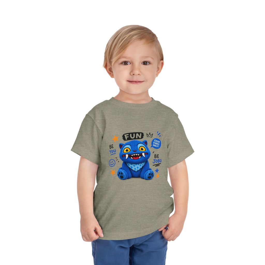 Fun Blue Monster Toddler Tee — "Be You Be Jobo" Graphic Shirt