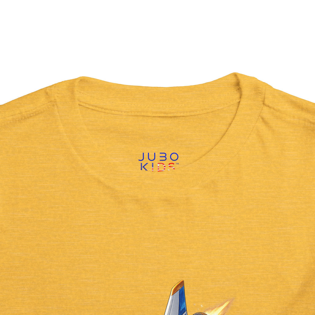 Toddler Tee — Blue & Yellow Spaceship Rocket Graphic
