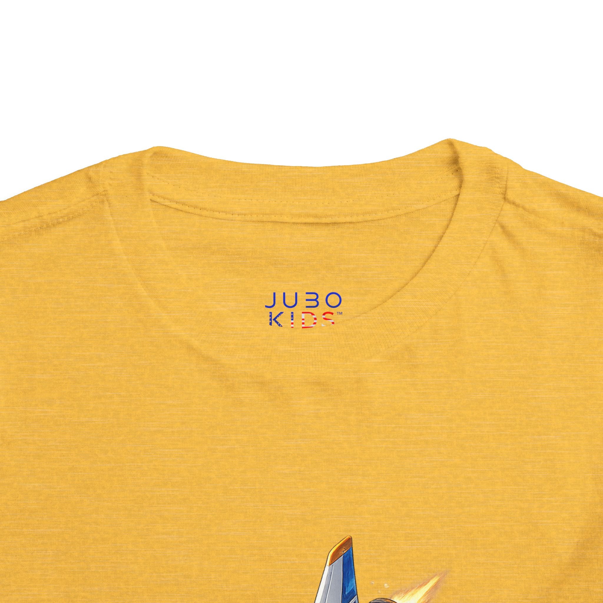 Toddler Tee — Blue & Yellow Spaceship Rocket Graphic