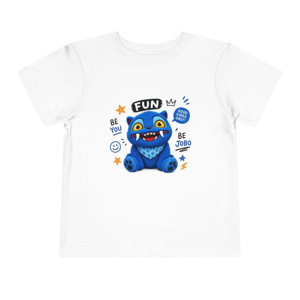 Fun Blue Monster Toddler Tee — "Be You Be Jobo" Graphic Shirt
