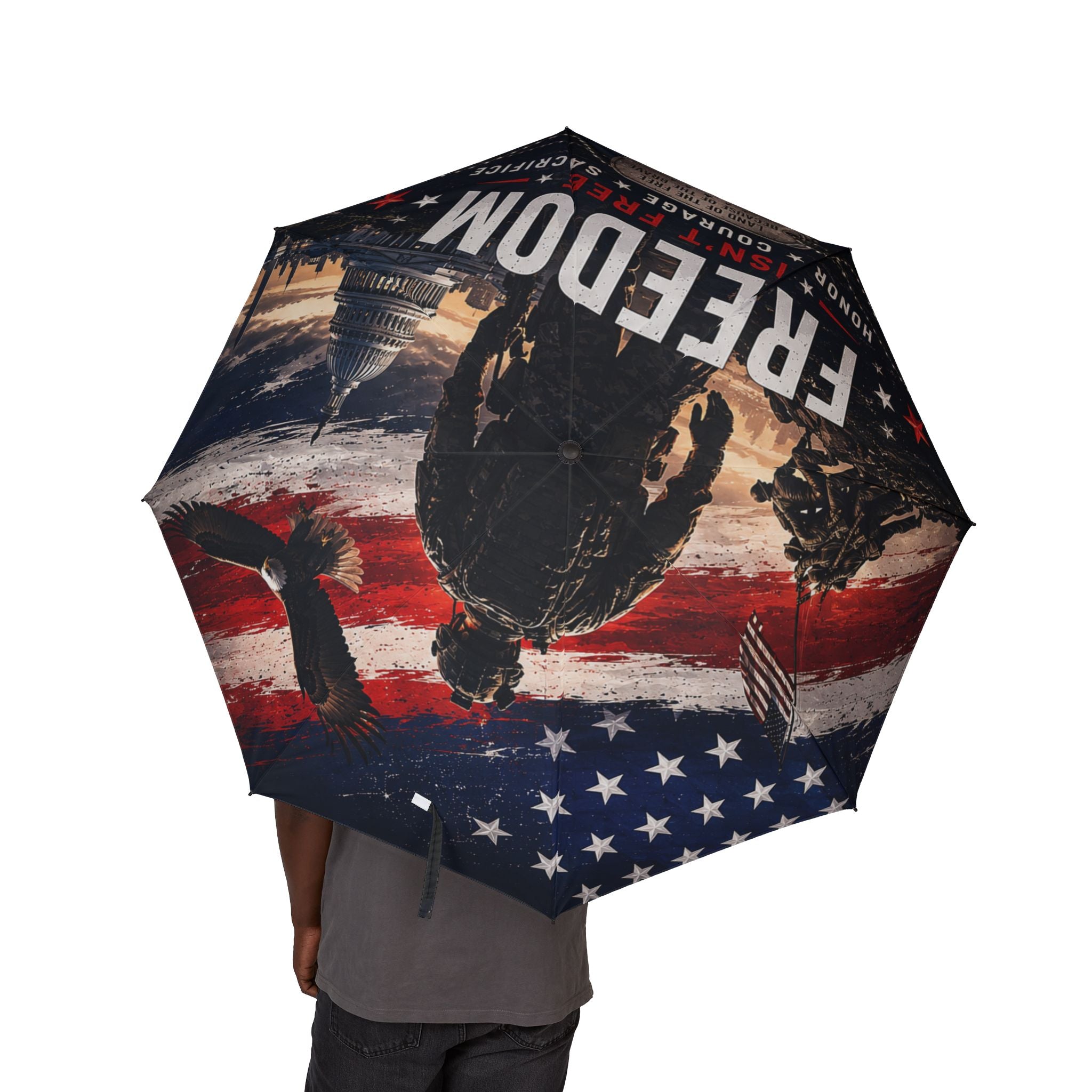 Freedom Isn't Free Foldable Umbrella — Patriotic Veteran Tribute