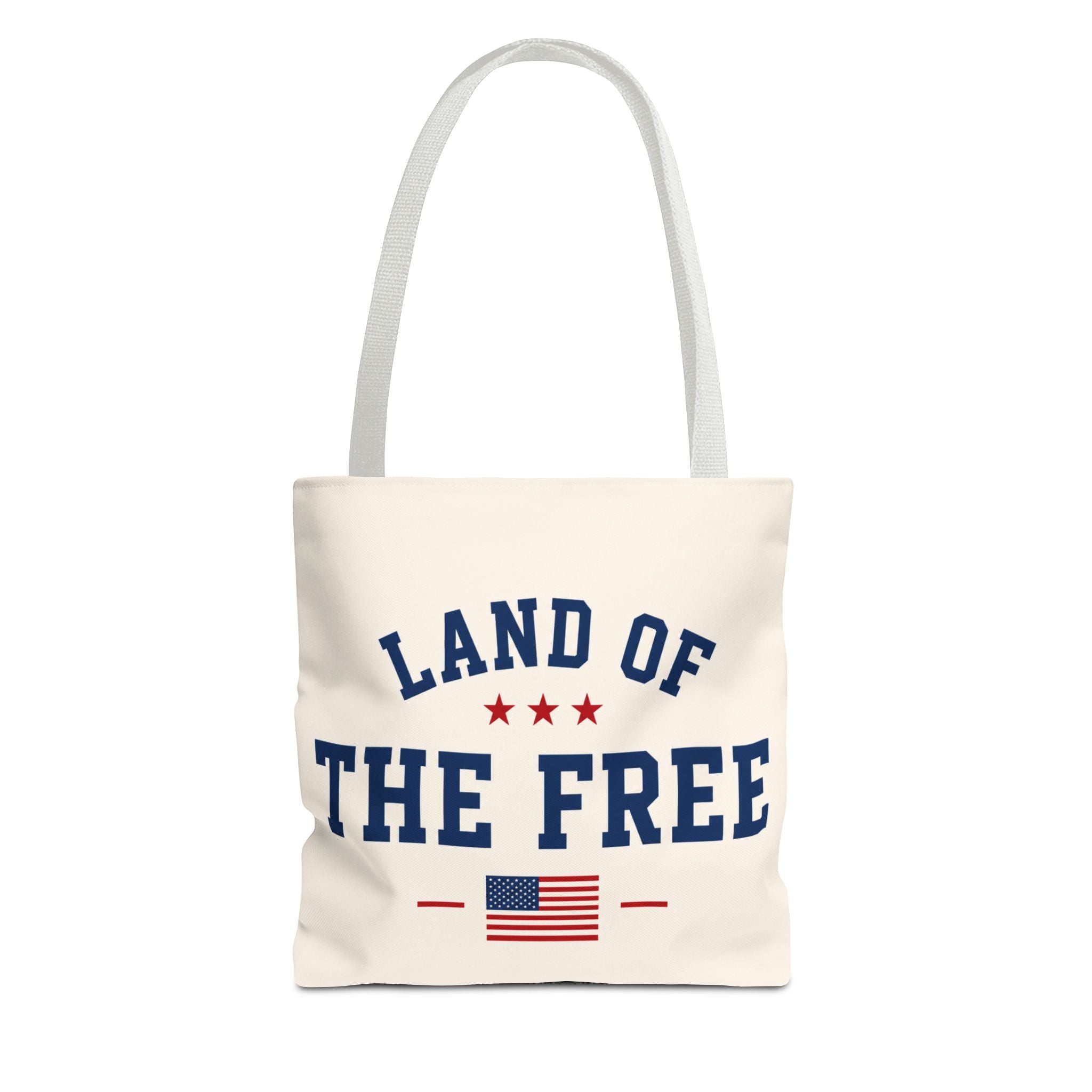 Land of the Free Canvas Tote Bag | Patriotic USA Tote | Reusable Cotton Shopping Bag | American Flag Gift | Everyday Beach Tote