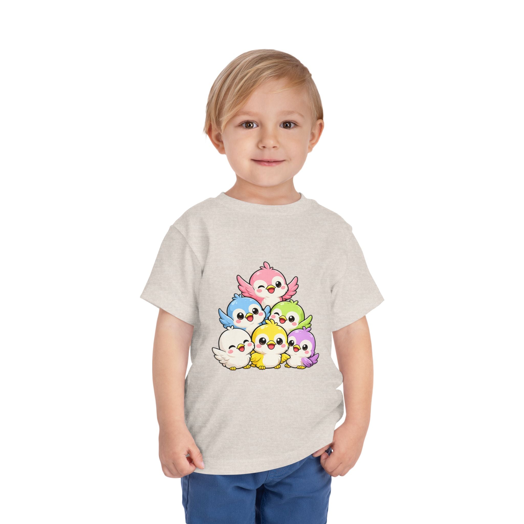 Toddler Tee — Cute Rainbow Baby Birds Graphic Shirt