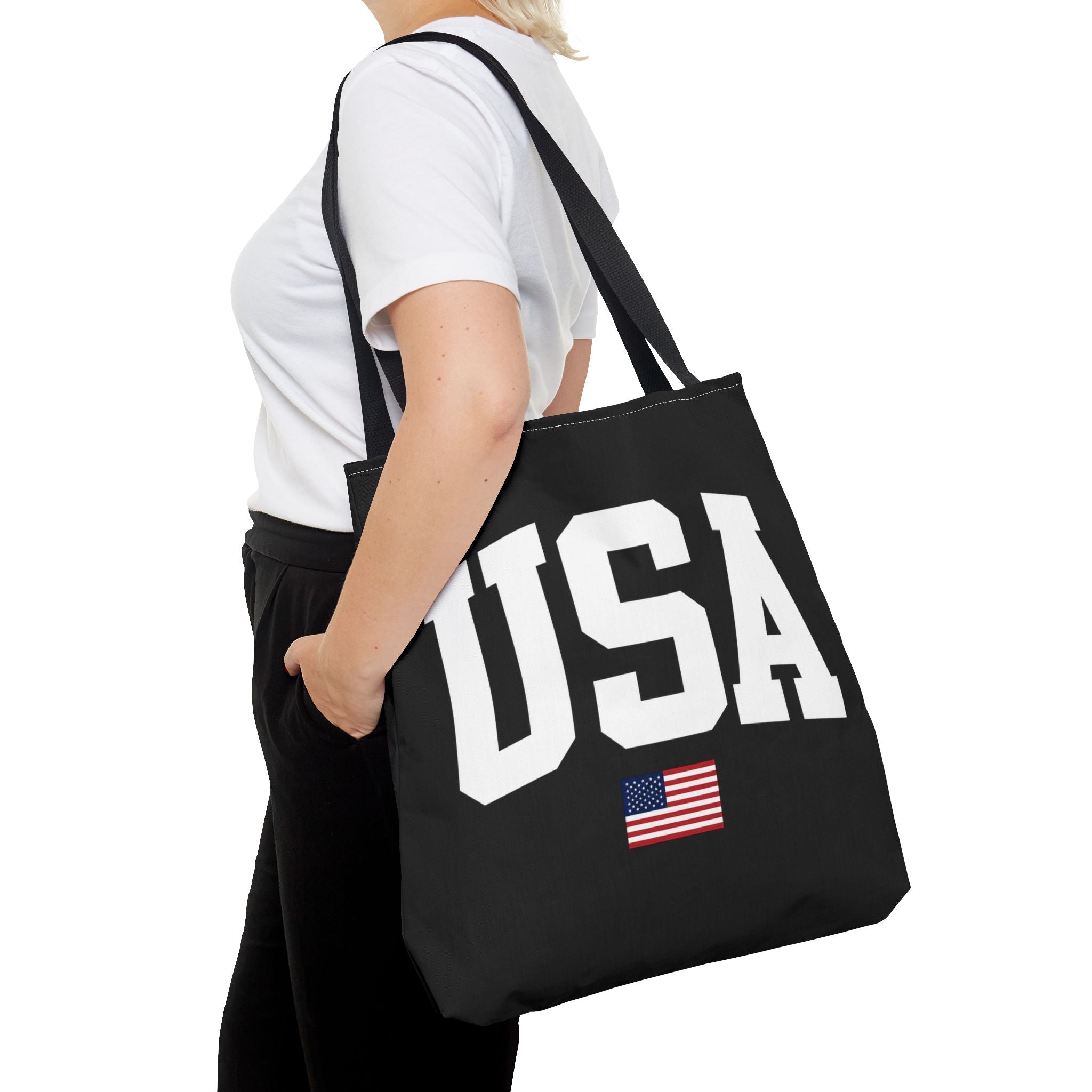 Classic USA Canvas Tote Bag | Minimal American Tote | Reusable Cotton Shopping Bag | Patriotic Gift | Everyday Beach Tote