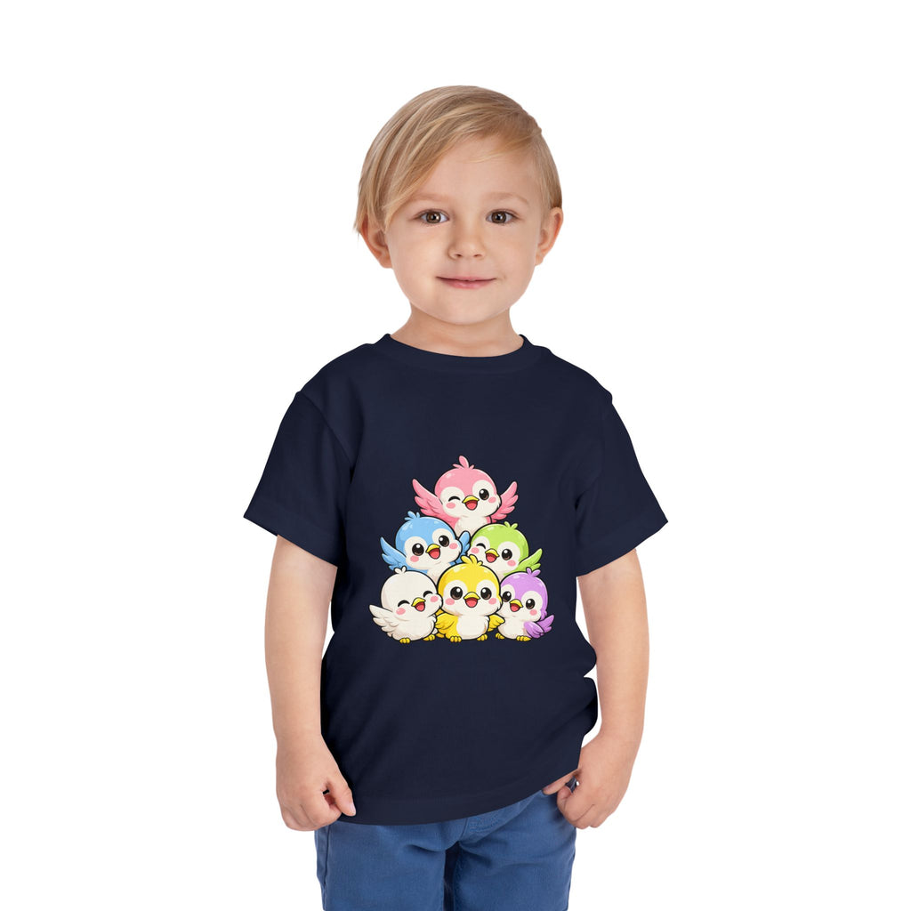 Toddler Tee — Cute Rainbow Baby Birds Graphic Shirt