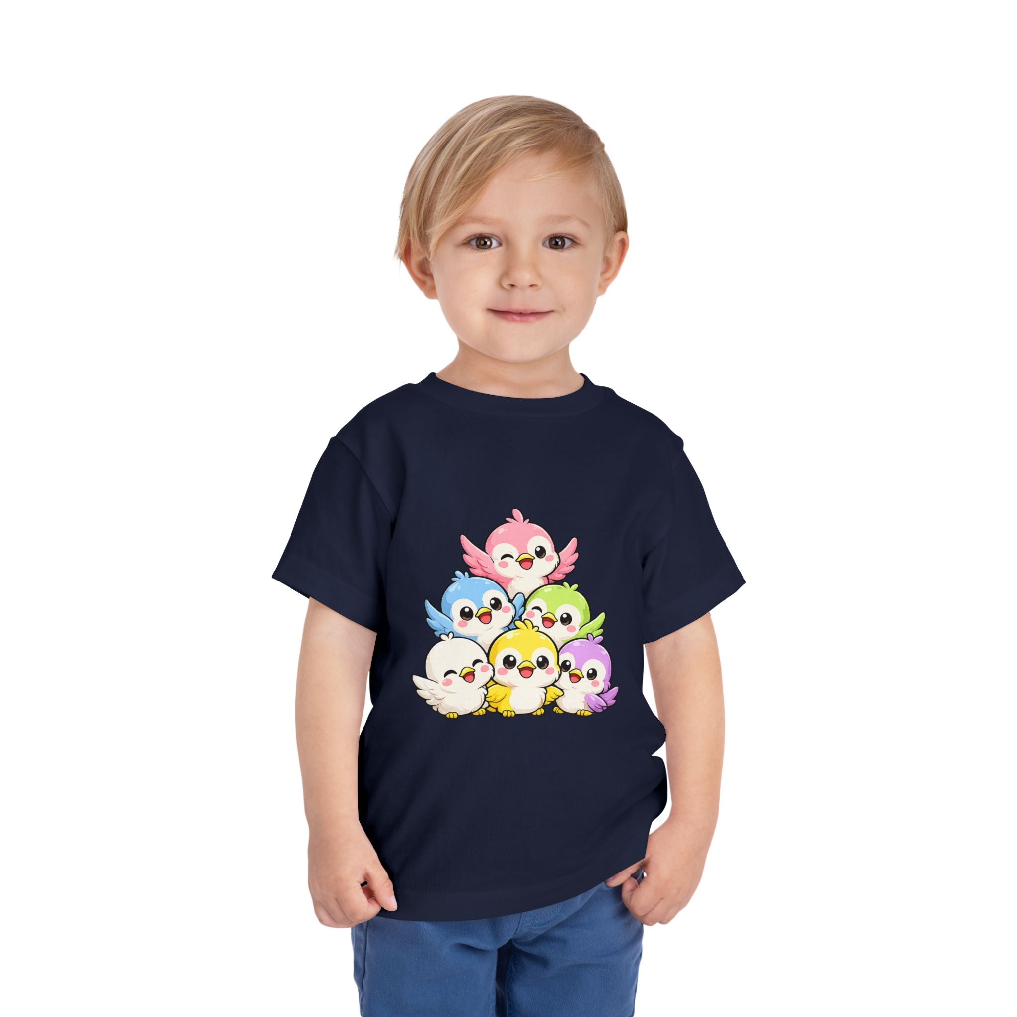 Toddler Tee — Cute Rainbow Baby Birds Graphic Shirt