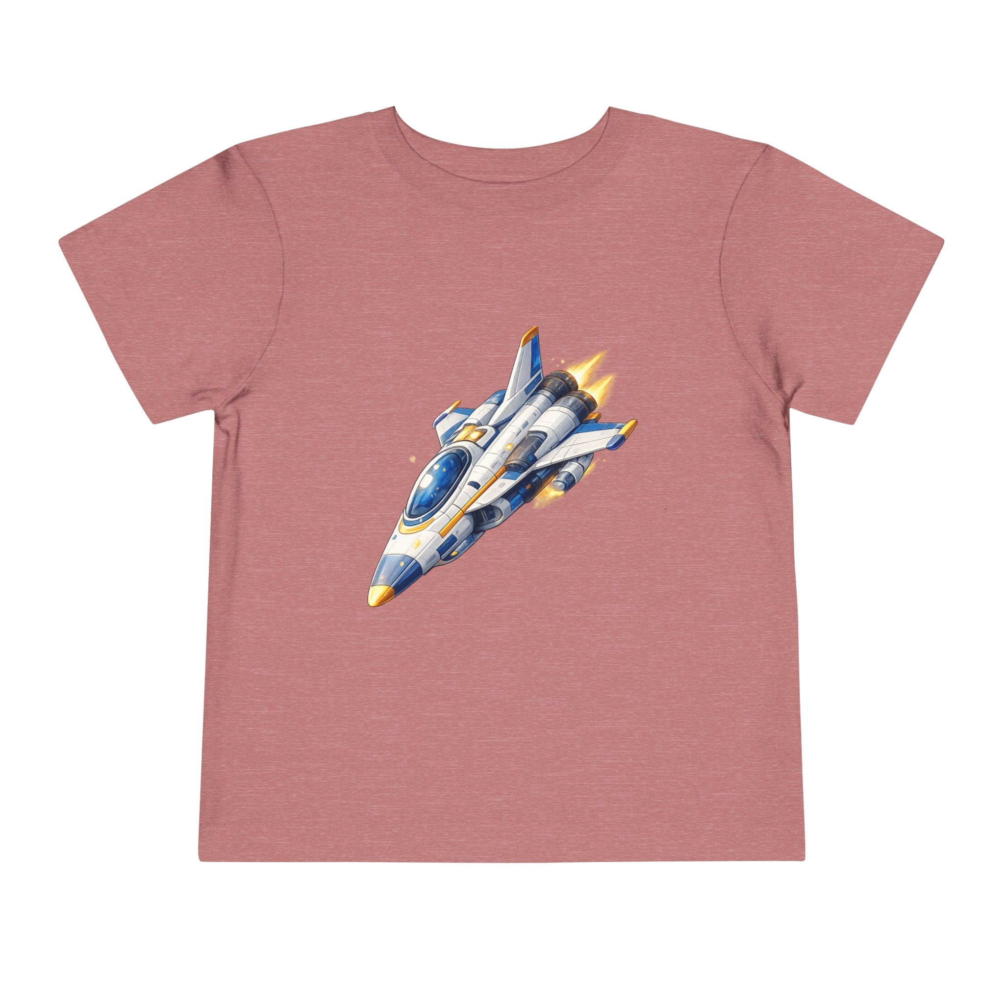 Toddler Tee — Blue & Yellow Spaceship Rocket Graphic