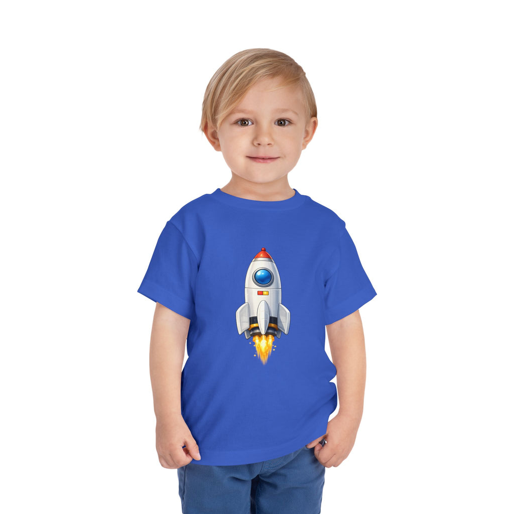Toddler Rocket Tee — Cute Space Rocket Graphic Short Sleeve Shirt for Kids