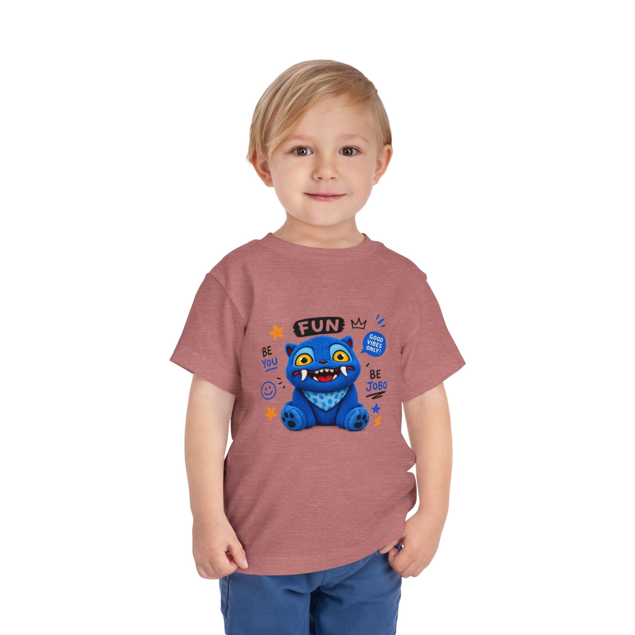Fun Blue Monster Toddler Tee — "Be You Be Jobo" Graphic Shirt