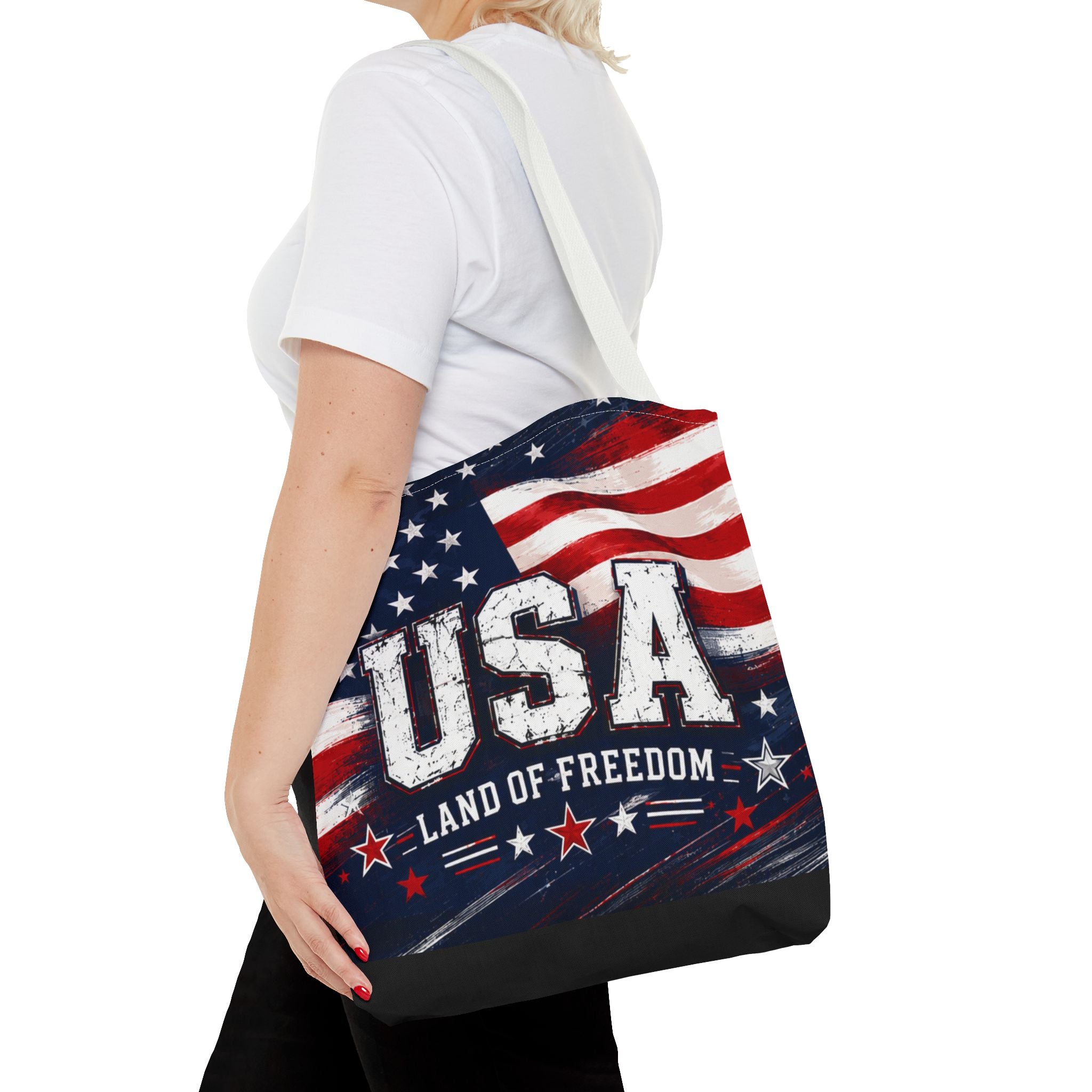Land of the Free Canvas Tote Bag | Patriotic USA Tote | American Flag Gift
