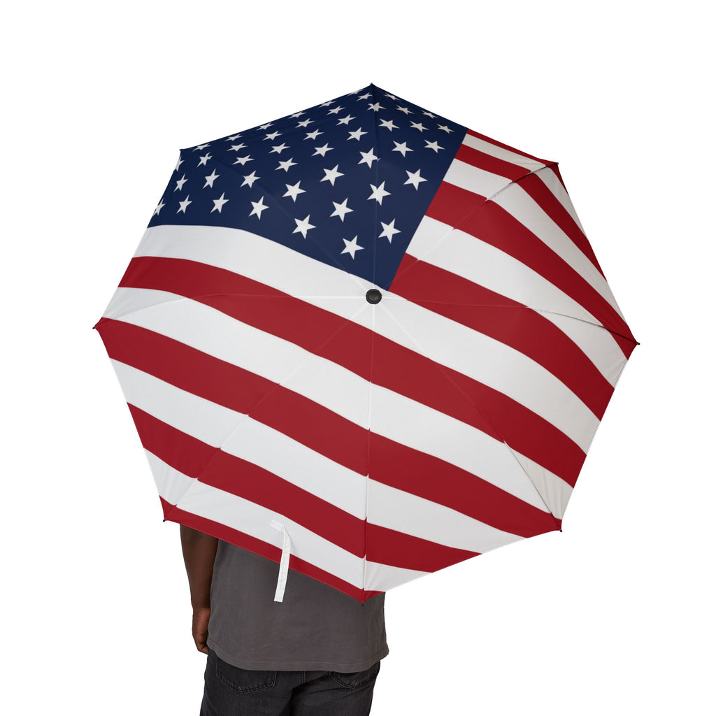 American Flag Foldable Umbrella — Patriotic Semi-Automatic Travel Umbrella