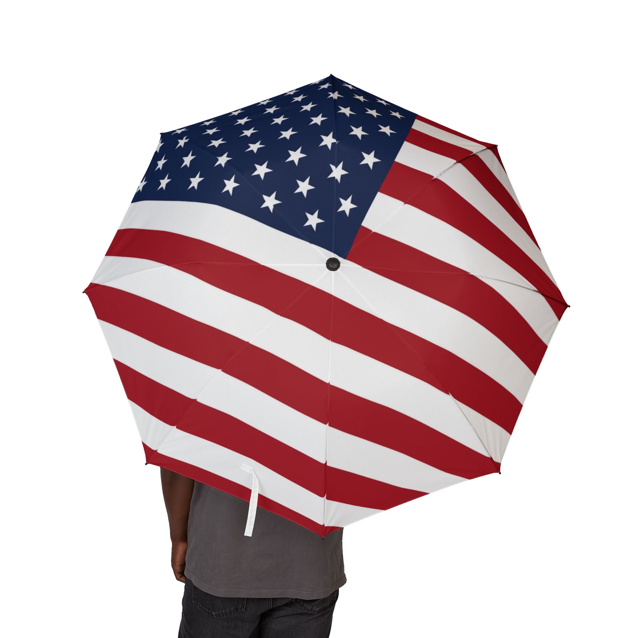 American Flag Foldable Umbrella — Patriotic Semi-Automatic Travel Umbrella