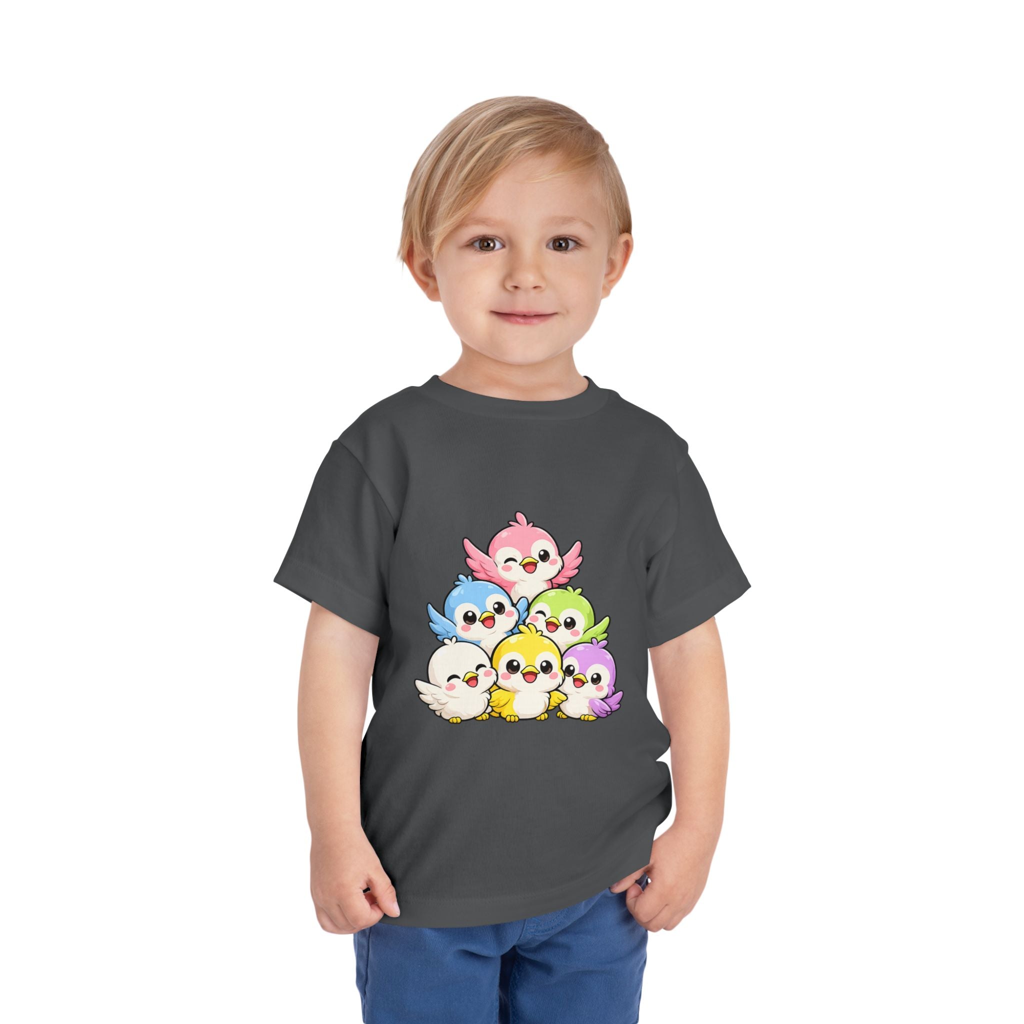 Toddler Tee — Cute Rainbow Baby Birds Graphic Shirt