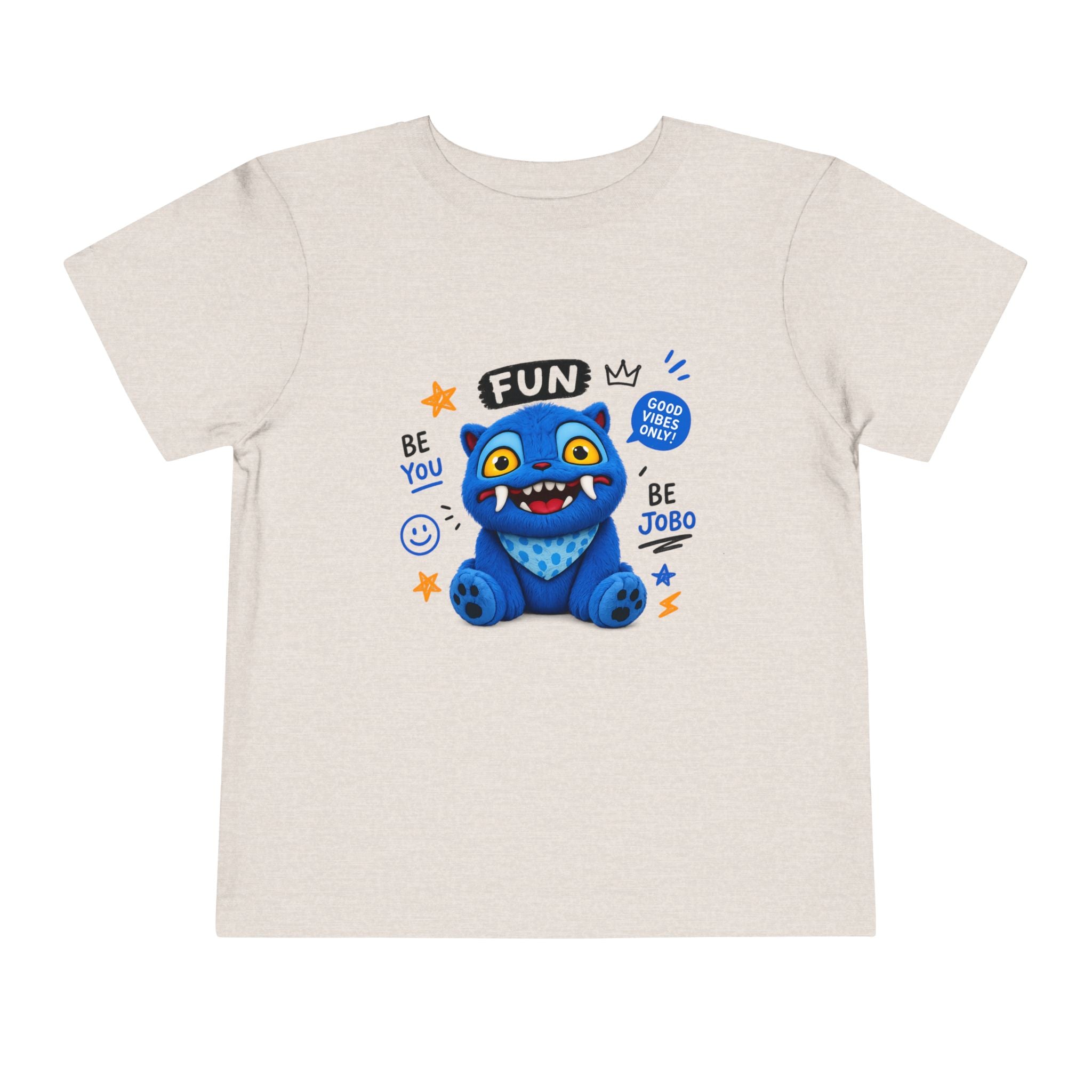 Fun Blue Monster Toddler Tee — "Be You Be Jobo" Graphic Shirt