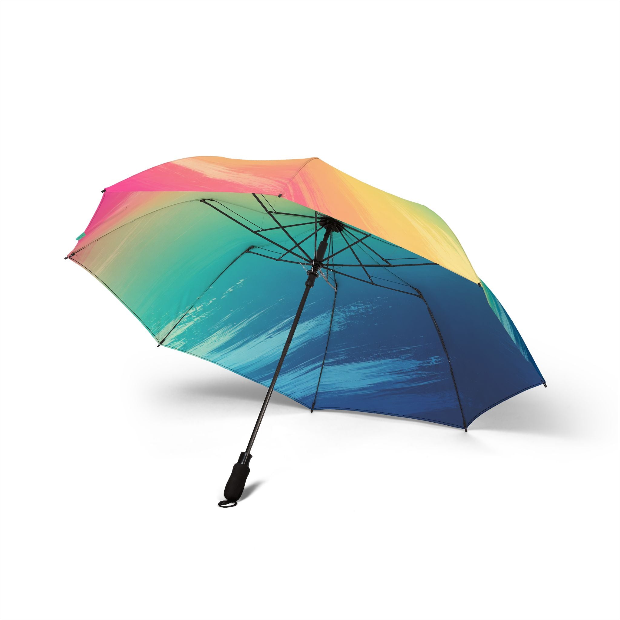 Gradient Sunset Foldable Umbrella – Semi-Automatic Compact Rain & Travel Umbrella