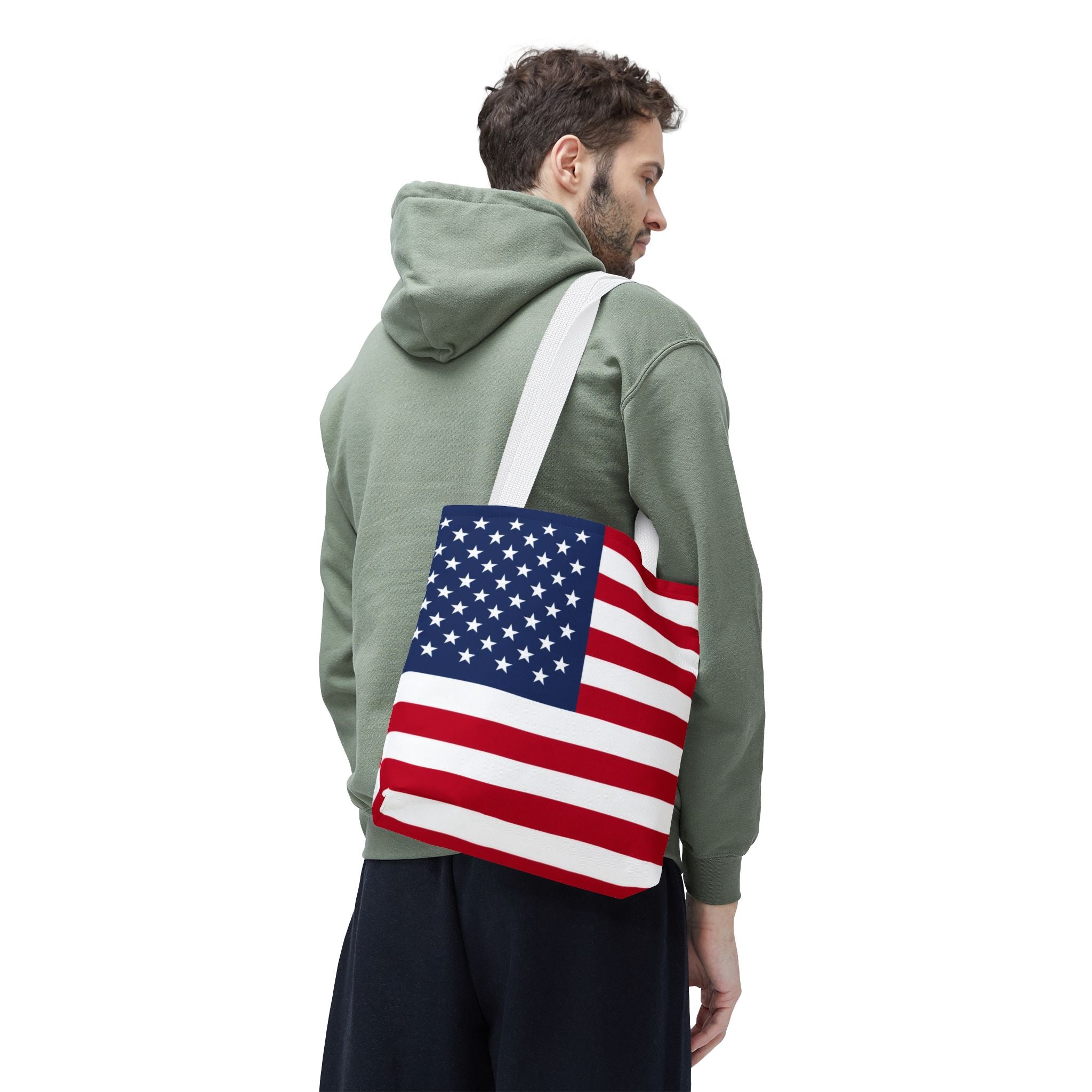 American Flag Tote Bag — Patriotic Stars & Stripes All-Over Print
