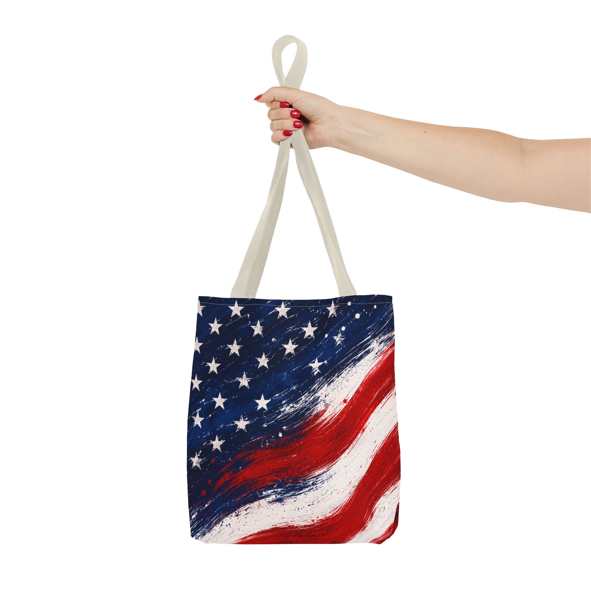 American Flag Tote Bag — Patriotic Stars & Stripes All-Over Print Tote
